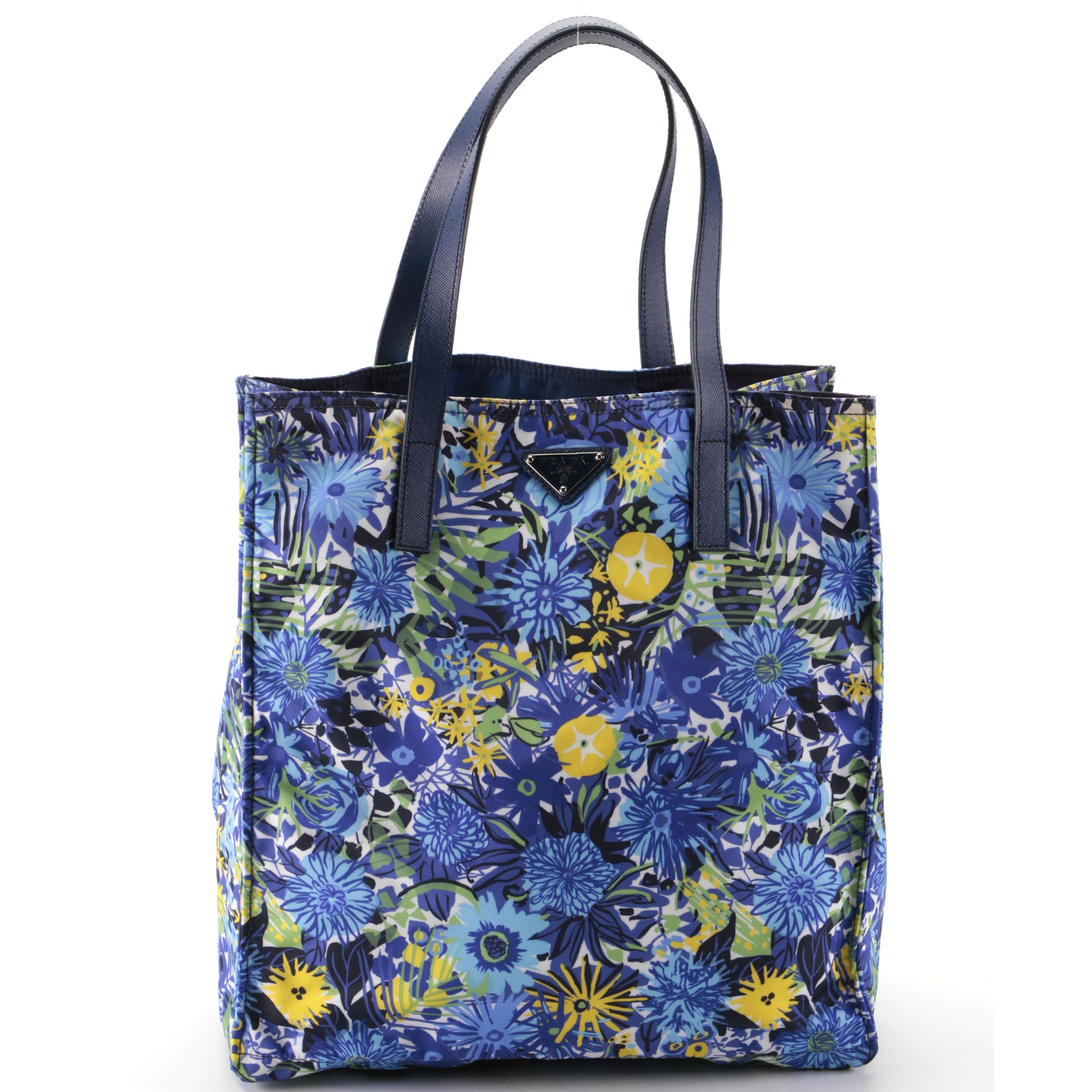 Prada Tall Tote in Floral Tessuto Stampato Nylon