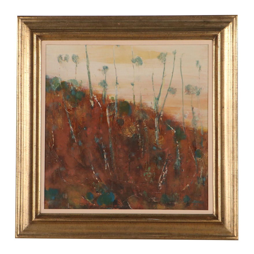 Floral Landscape Oil Painting, 1972