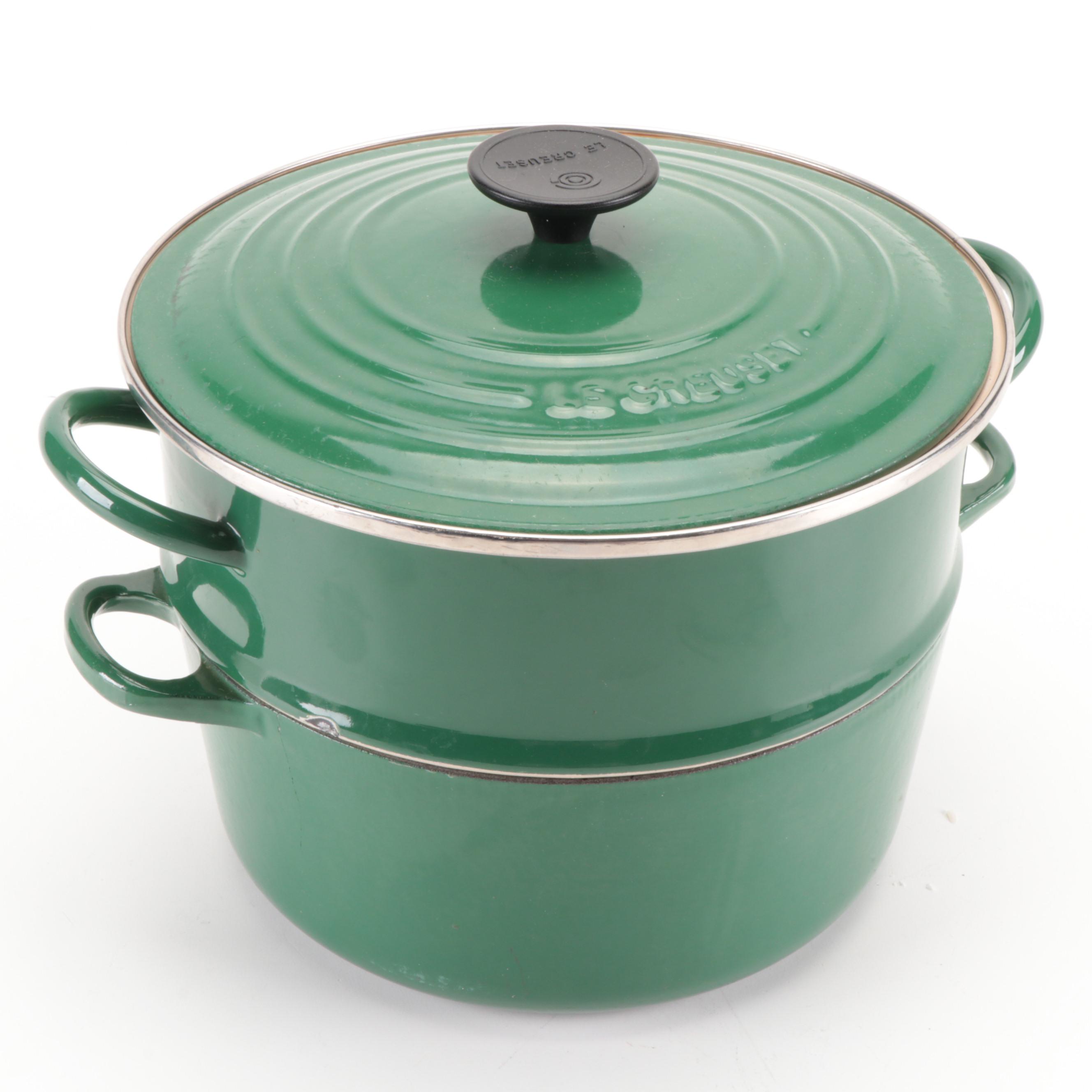 Le Creuset Enameled Cast Iron Dutch Ovens with Steamer and Double Boiler Inserts