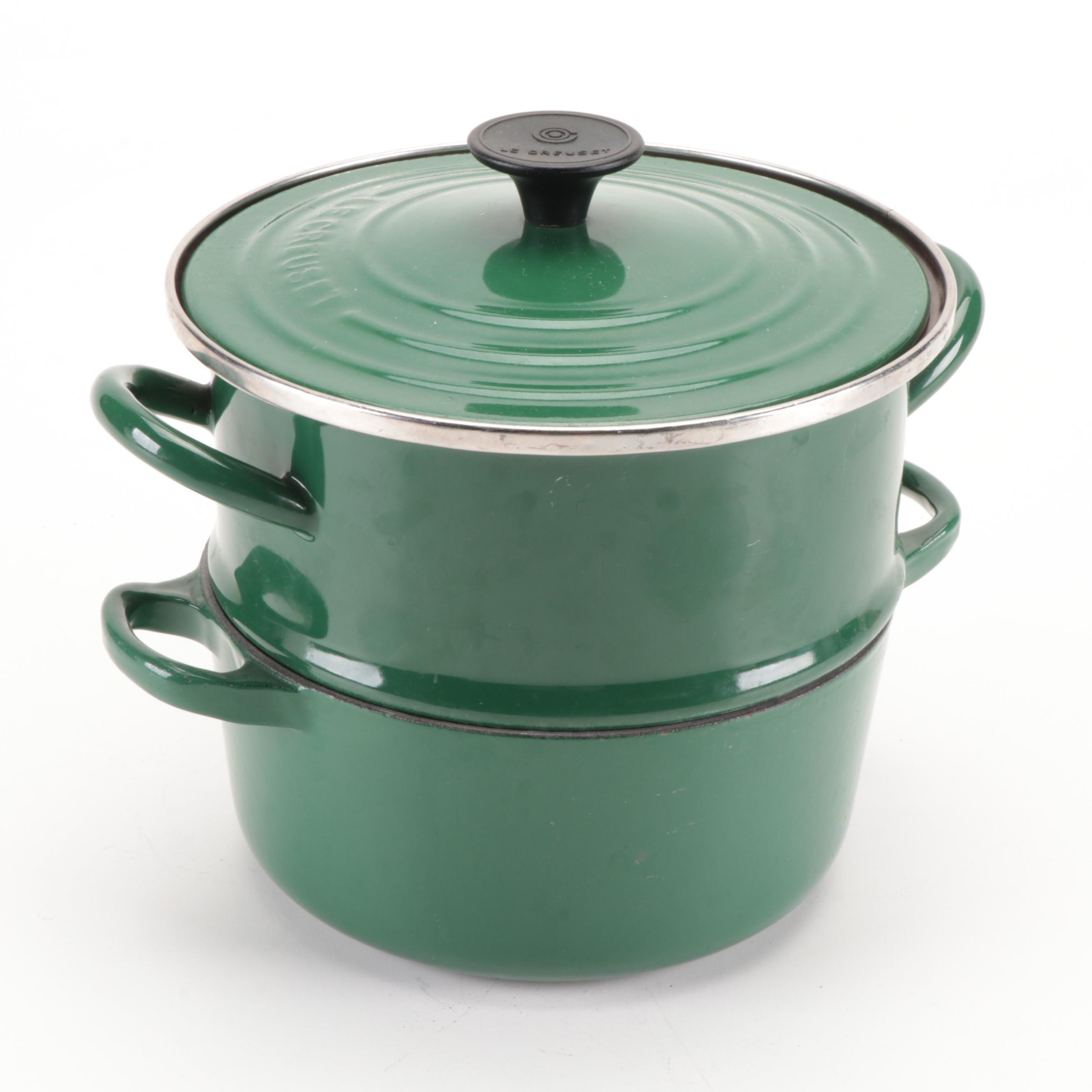 Le Creuset Enameled Cast Iron Dutch Ovens with Steamer and Double Boiler Inserts