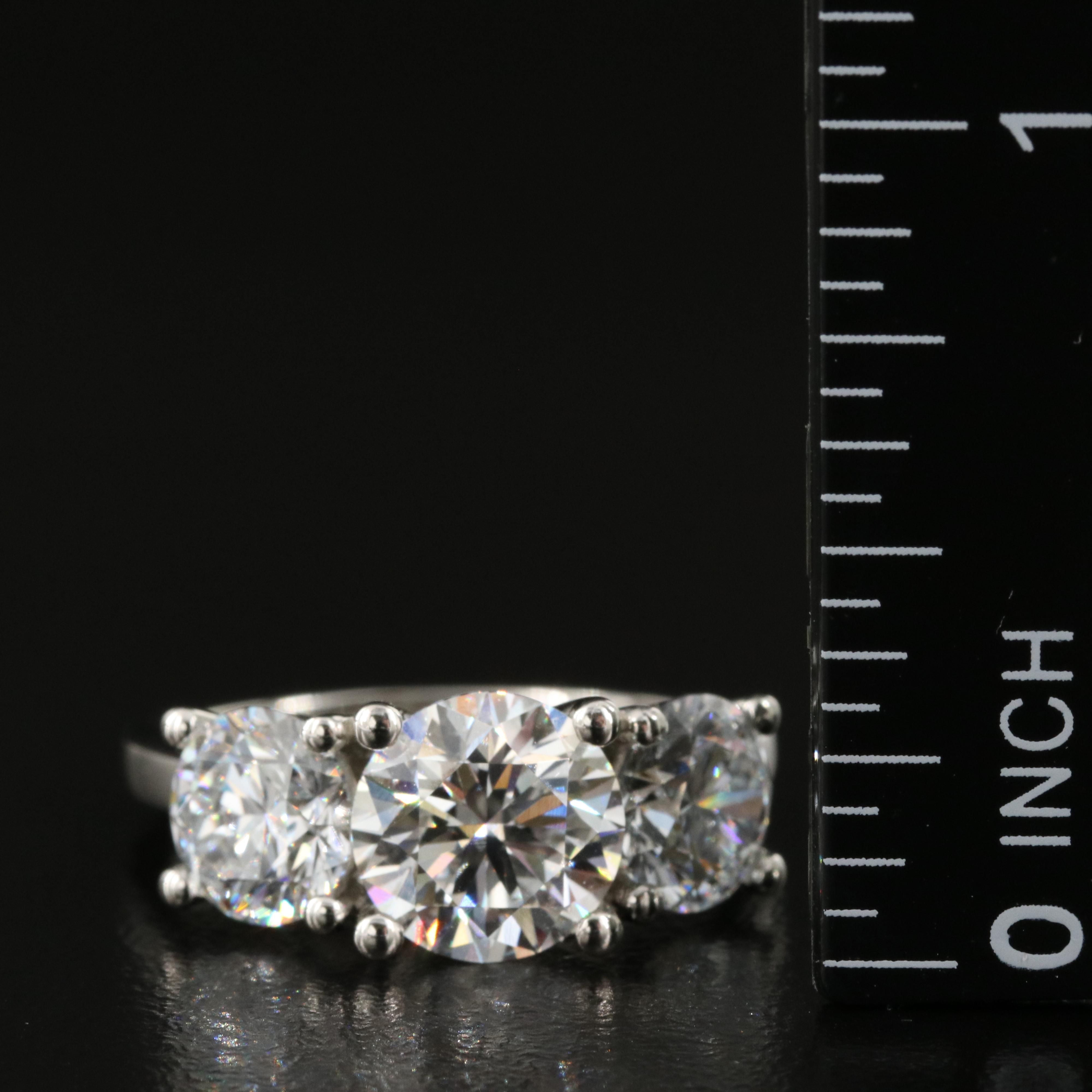 Platinum 4.57 CTW Lab Grown Diamond Three Stone Ring with IGI Reports