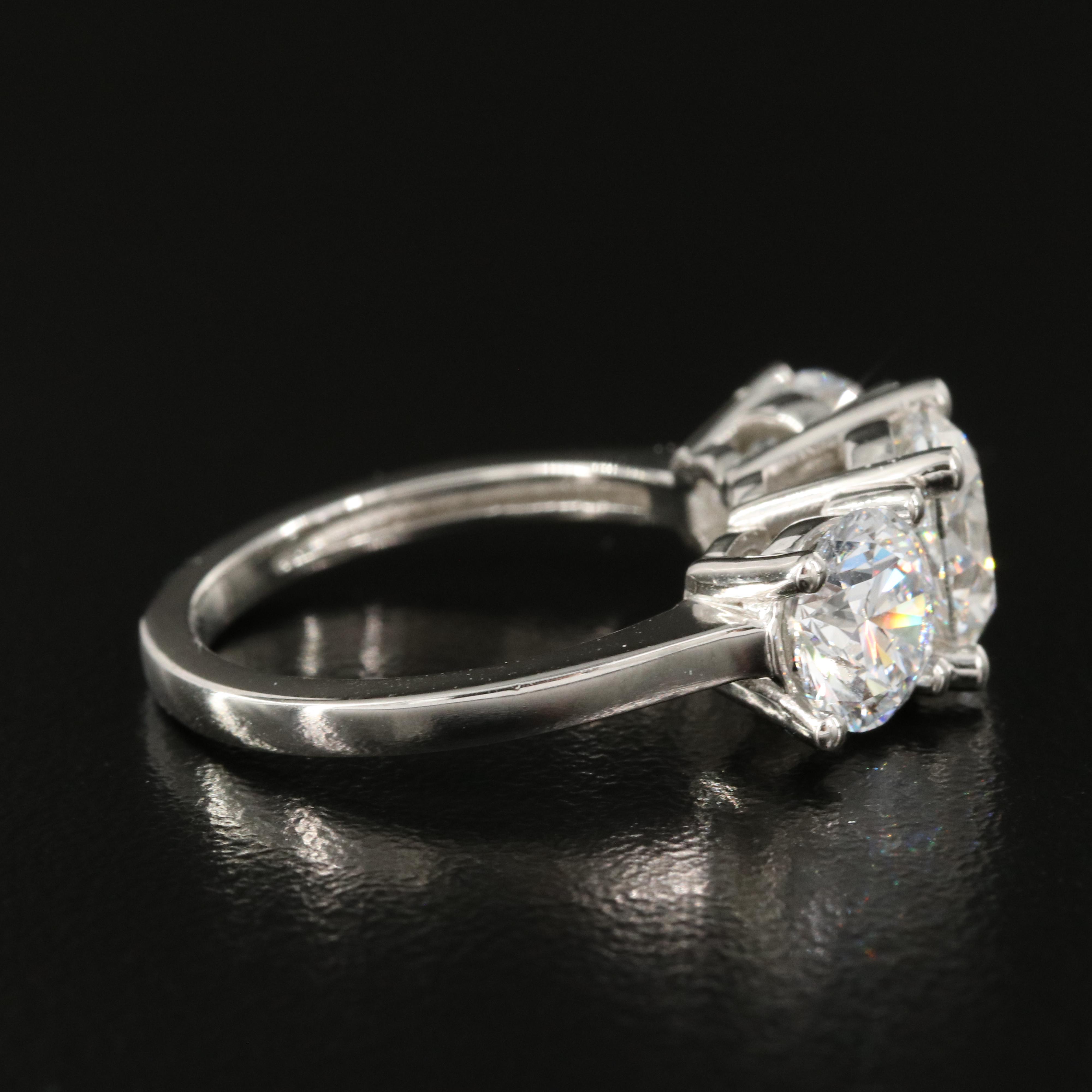 Platinum 4.57 CTW Lab Grown Diamond Three Stone Ring with IGI Reports