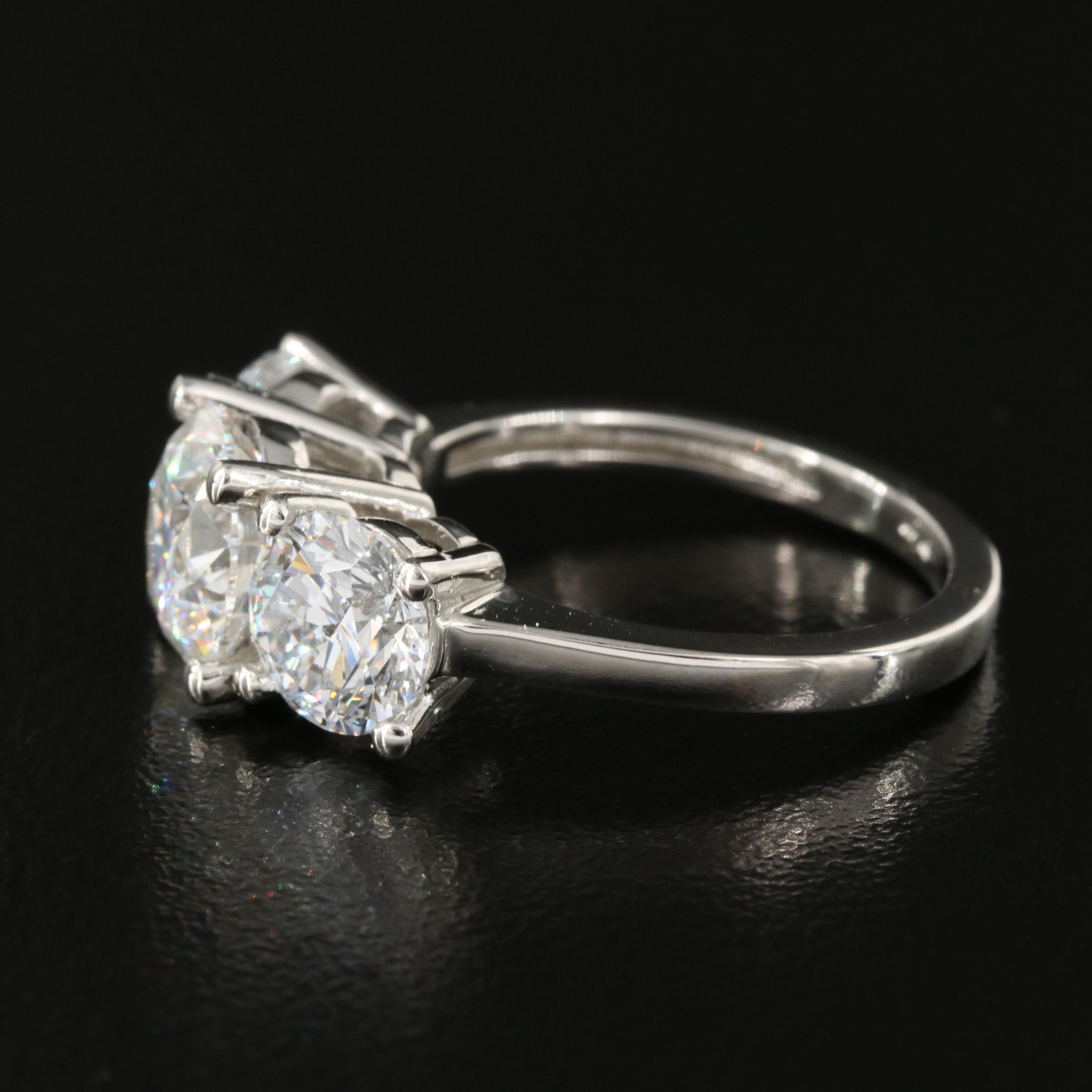 Platinum 4.57 CTW Lab Grown Diamond Three Stone Ring with IGI Reports