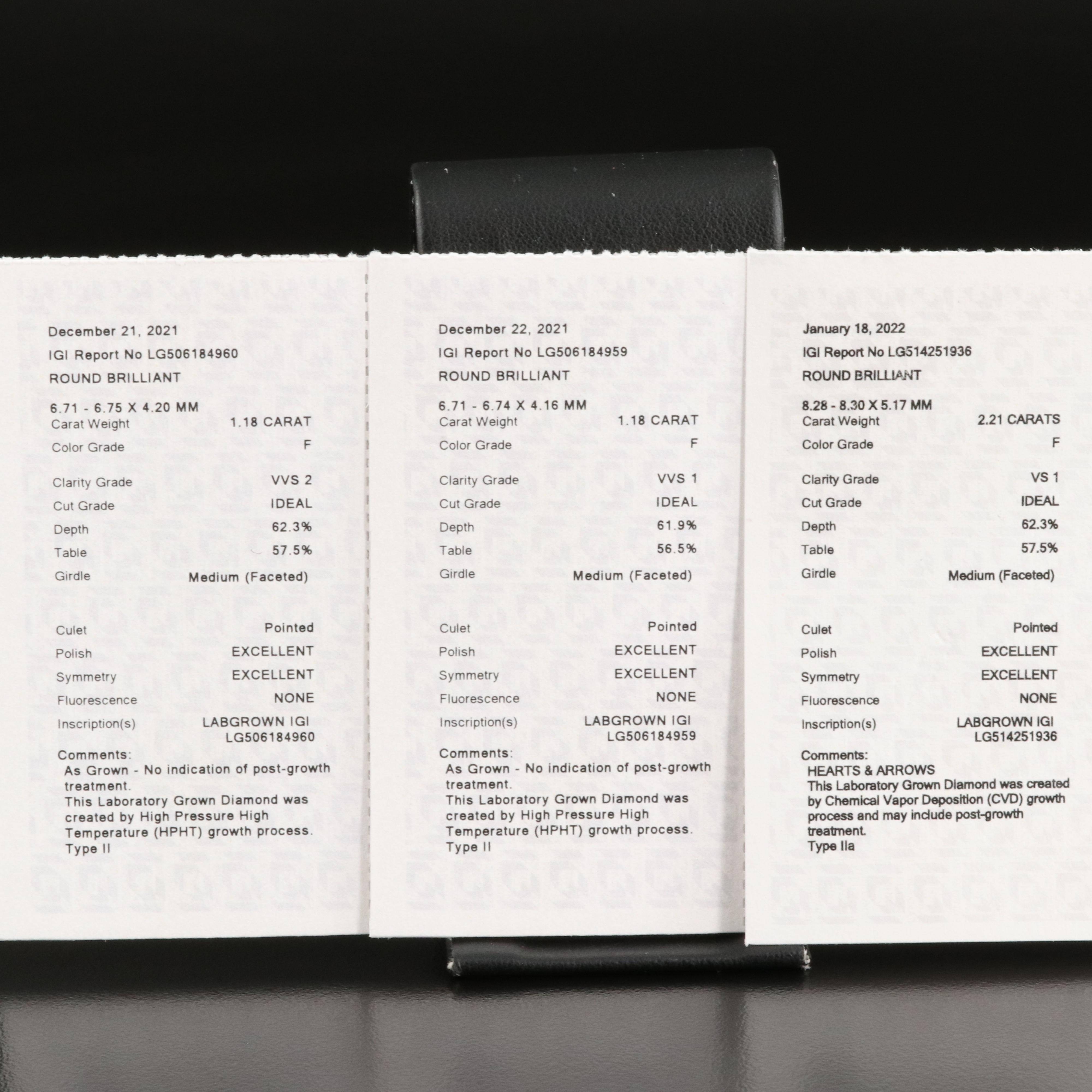 Platinum 4.57 CTW Lab Grown Diamond Three Stone Ring with IGI Reports