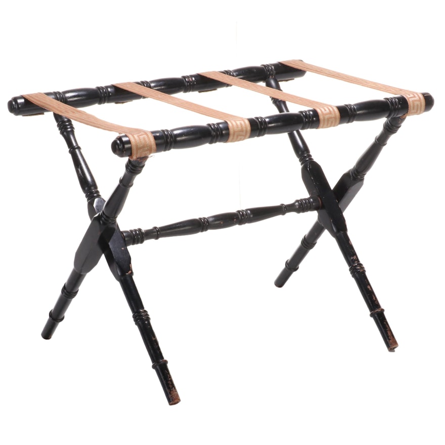 Black Lacquered Wood Folding Tray Stand