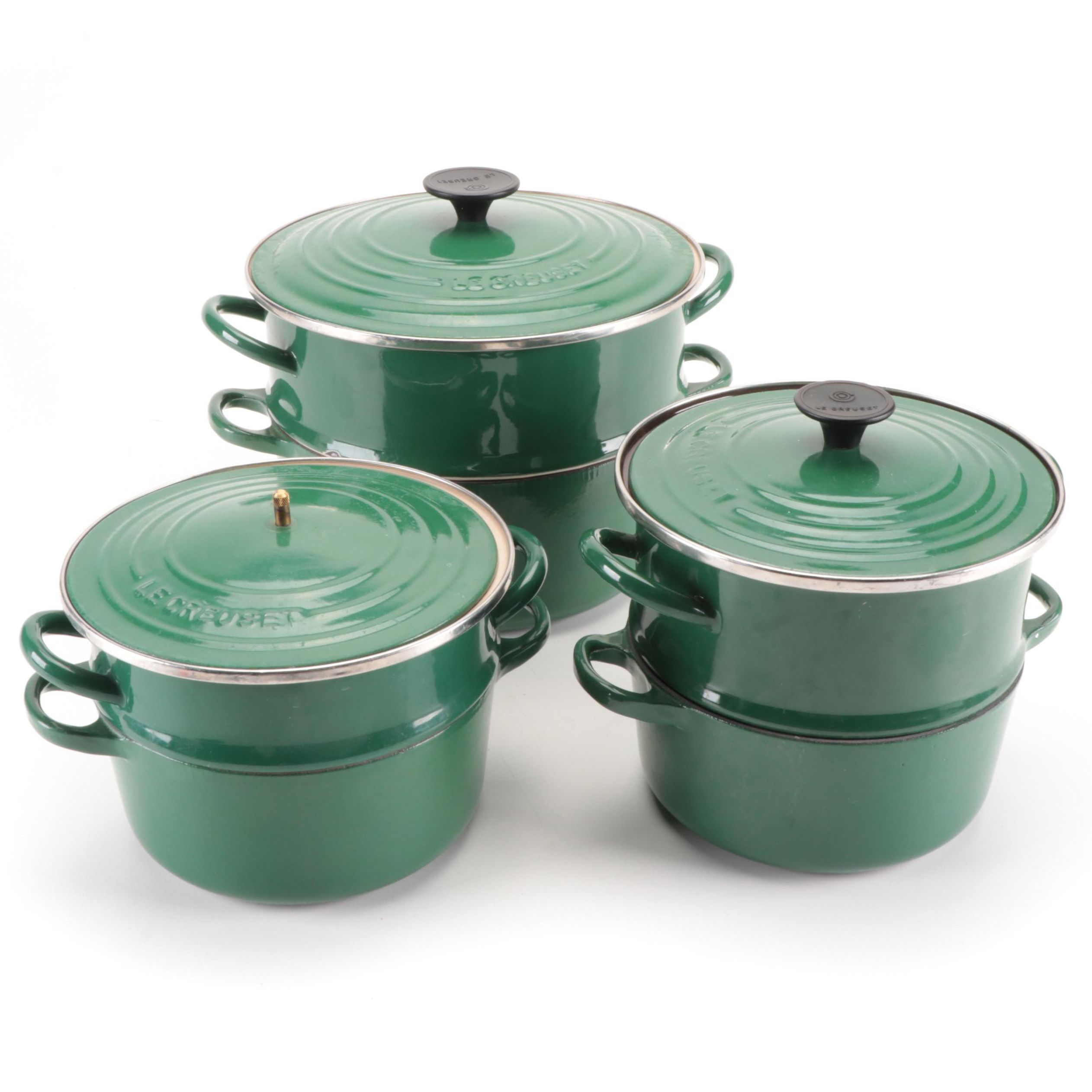 Le Creuset Enameled Cast Iron Dutch Ovens with Steamer and Double Boiler Inserts