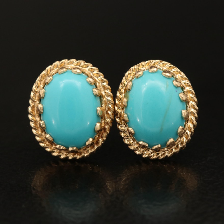 14K Imitation Turquoise Stud Earrings