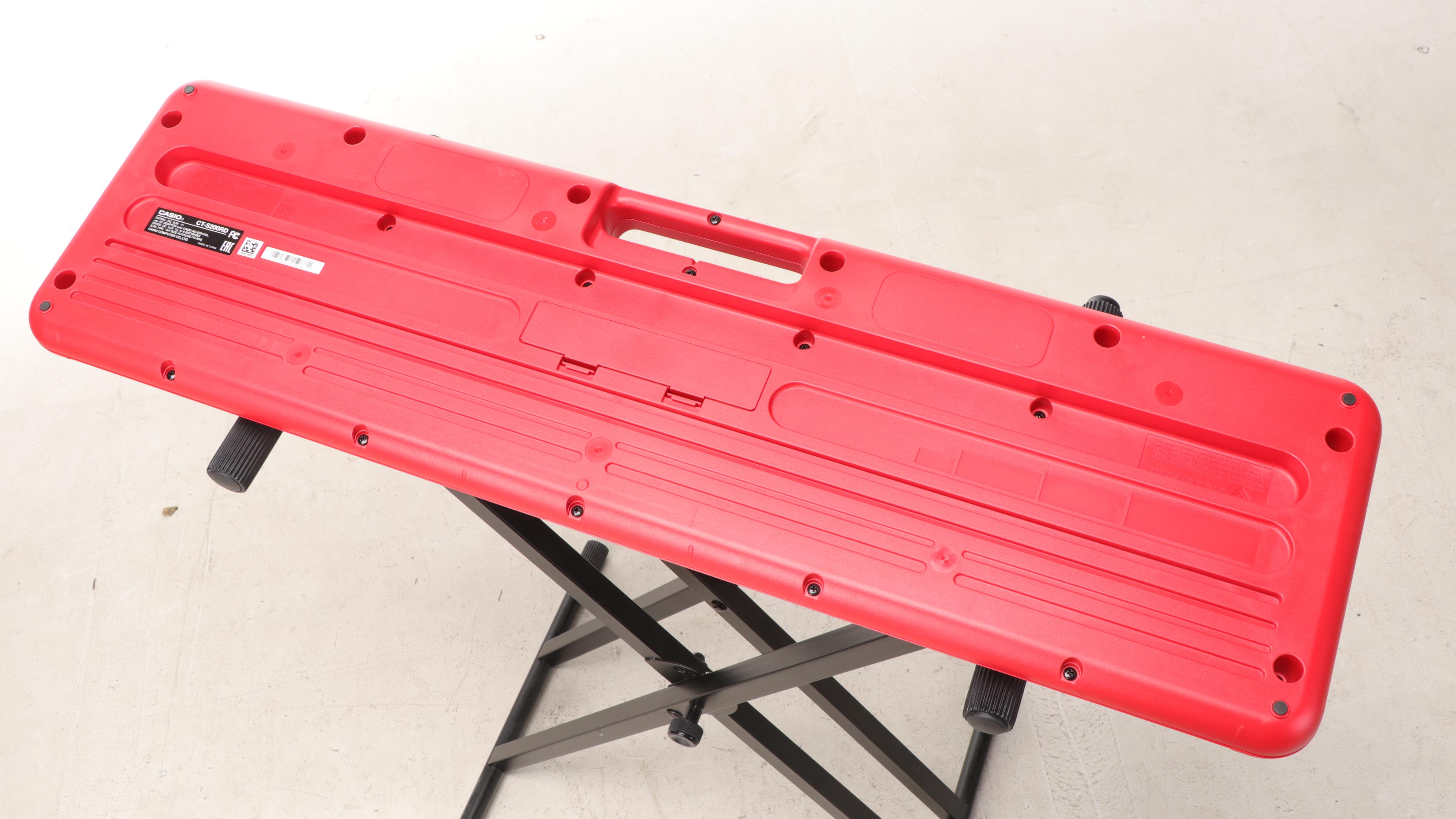 Casiotone Portable Red Electric Keyboard With Two Stands