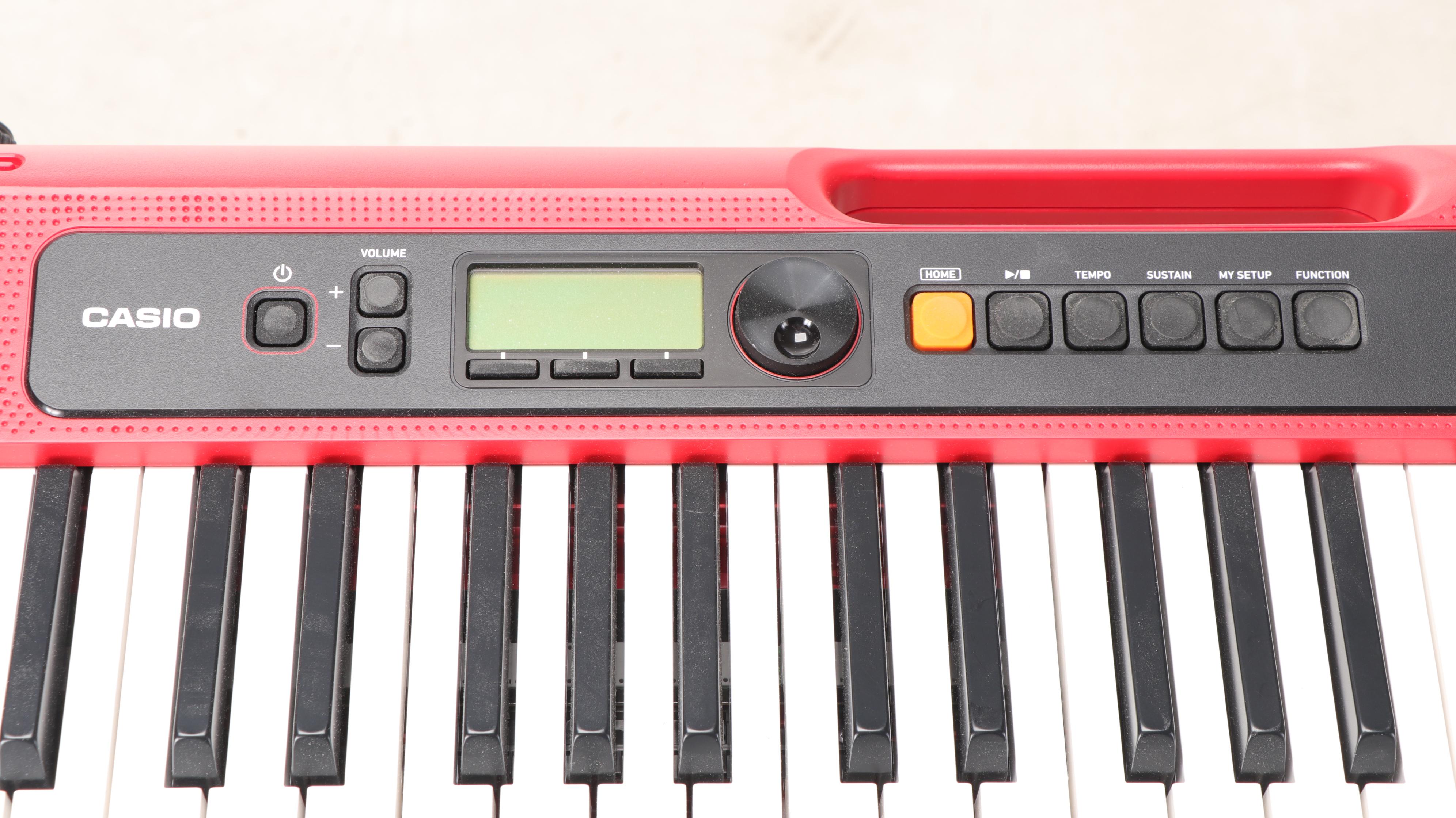 Casiotone Portable Red Electric Keyboard With Two Stands