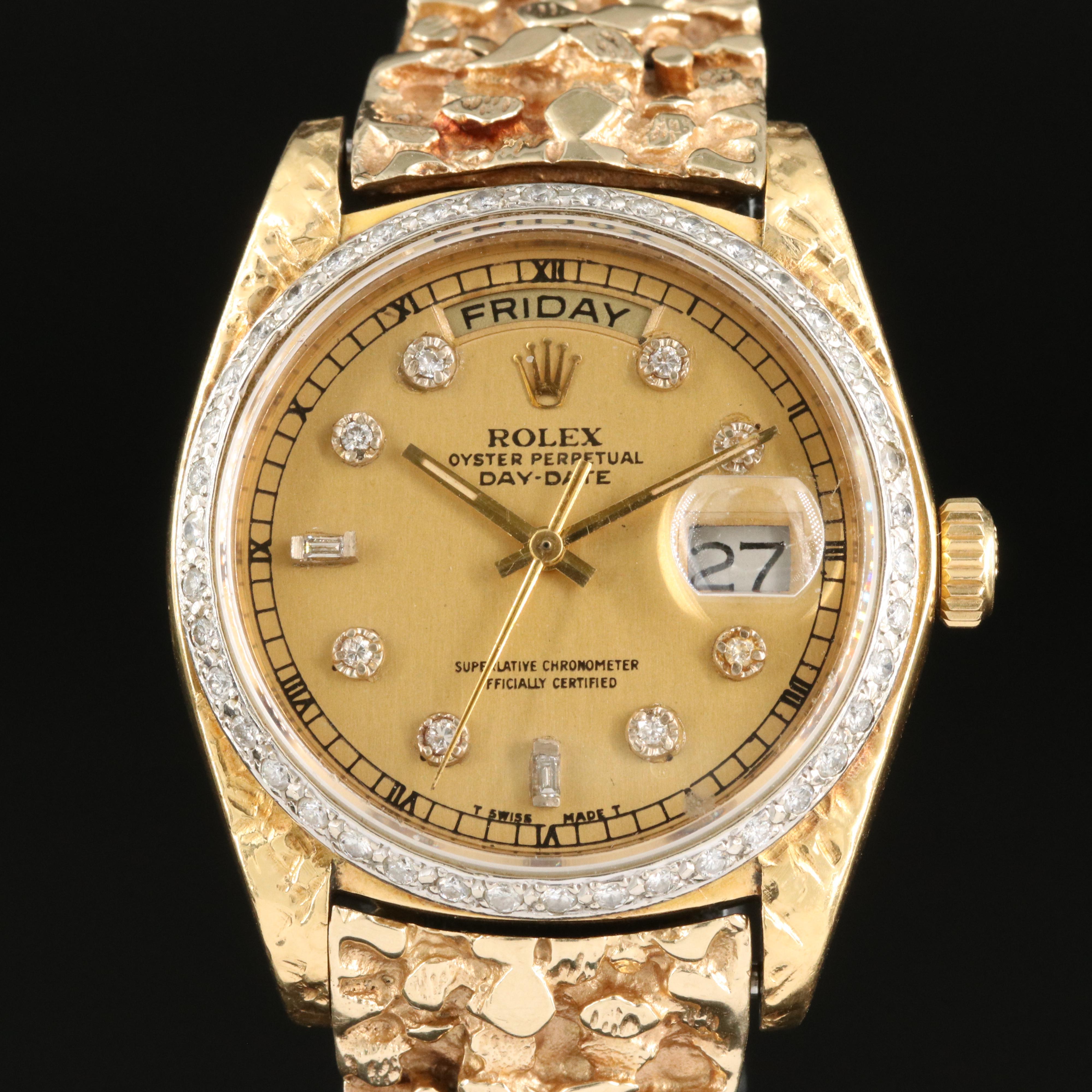 1981 Rolex Day-Date Diamond Bezel and Dial 18K Watch