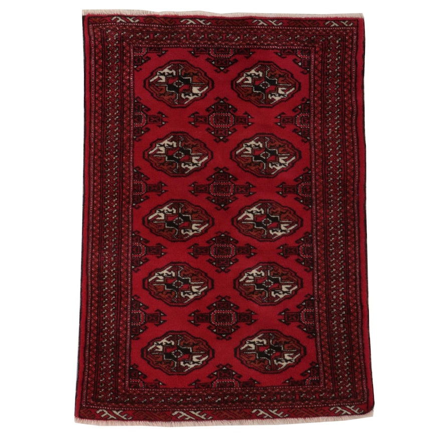 3'4 x 4'7 Hand-Knotted Afghan Turkmen Gul Accent Rug