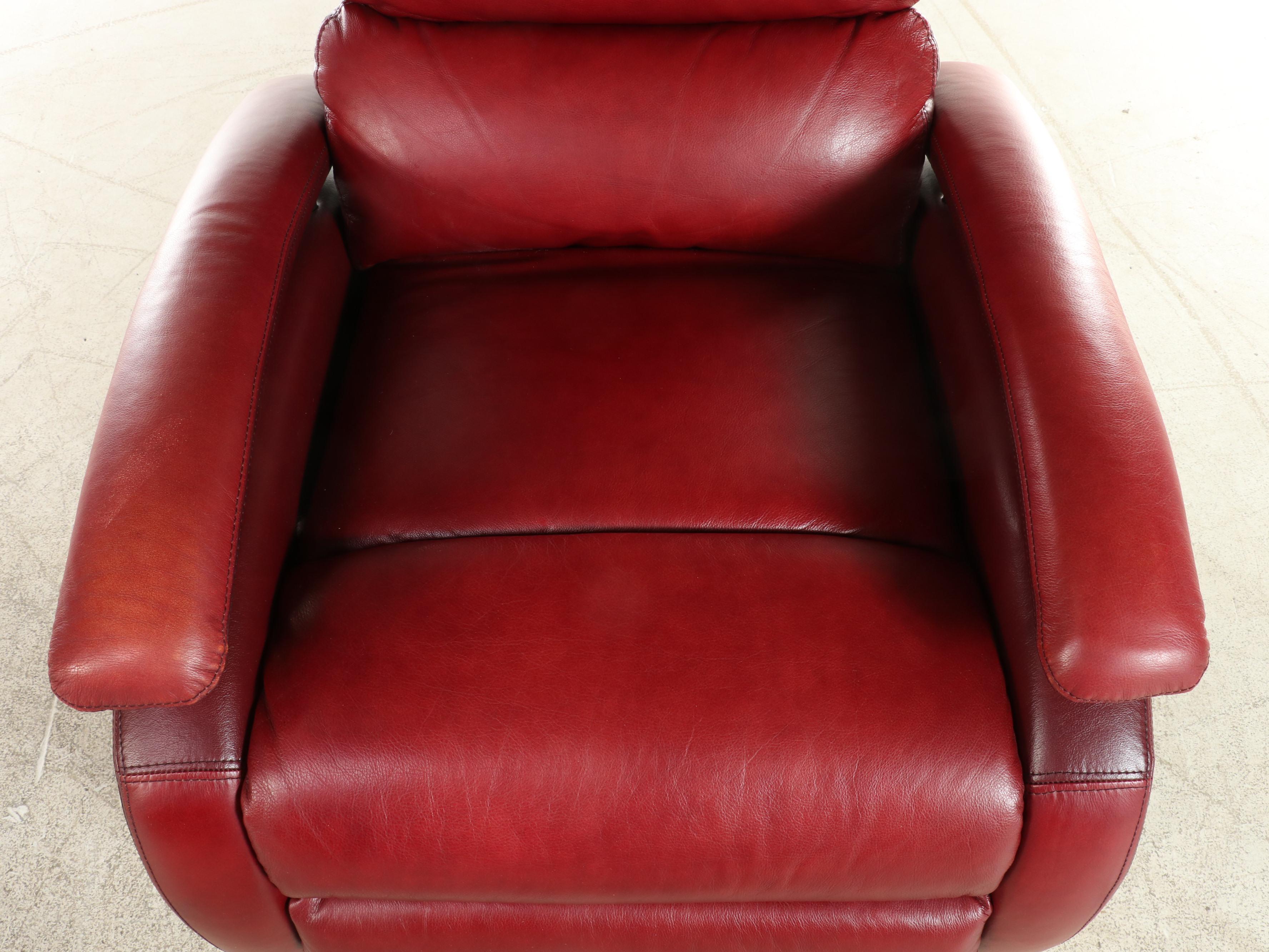 BarcaLounger "Oracle II" Red Leather Upholstered Manual Recliner