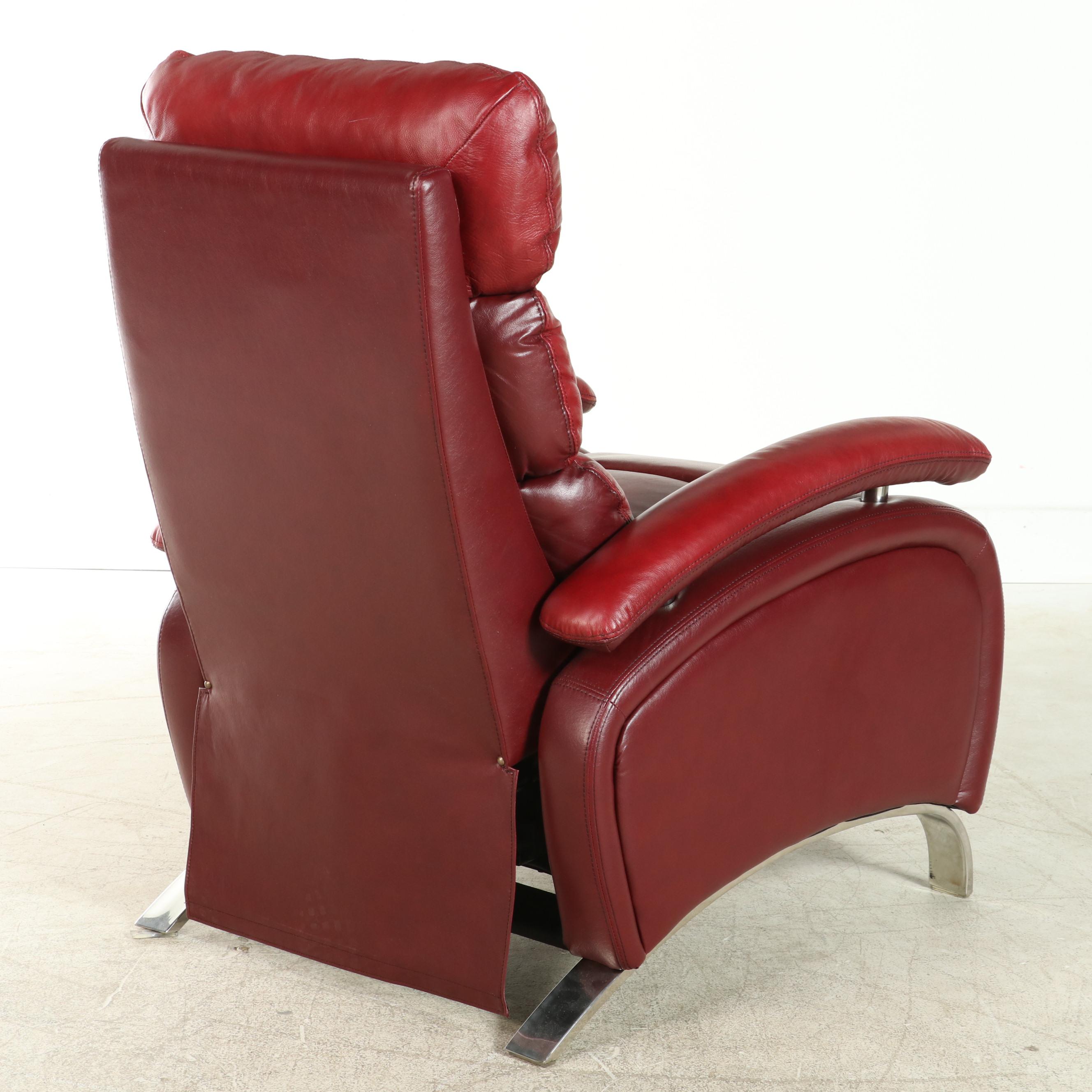 BarcaLounger "Oracle II" Red Leather Upholstered Manual Recliner