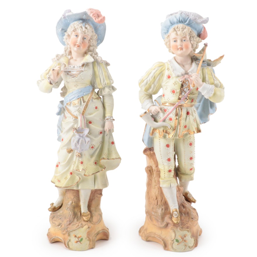 European Bisque Figurines, Late 19th to Early 20th Century