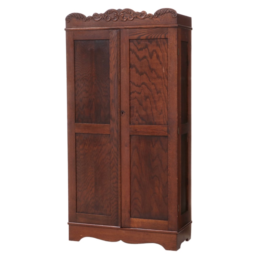 Victorian Oak Wardrobe, Late 19th Century