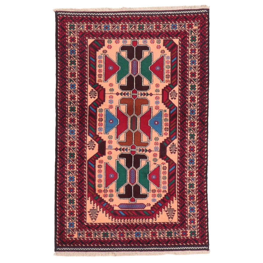 3' x 4'11 Hand-Knotted Afghan Baluch Accent Rug