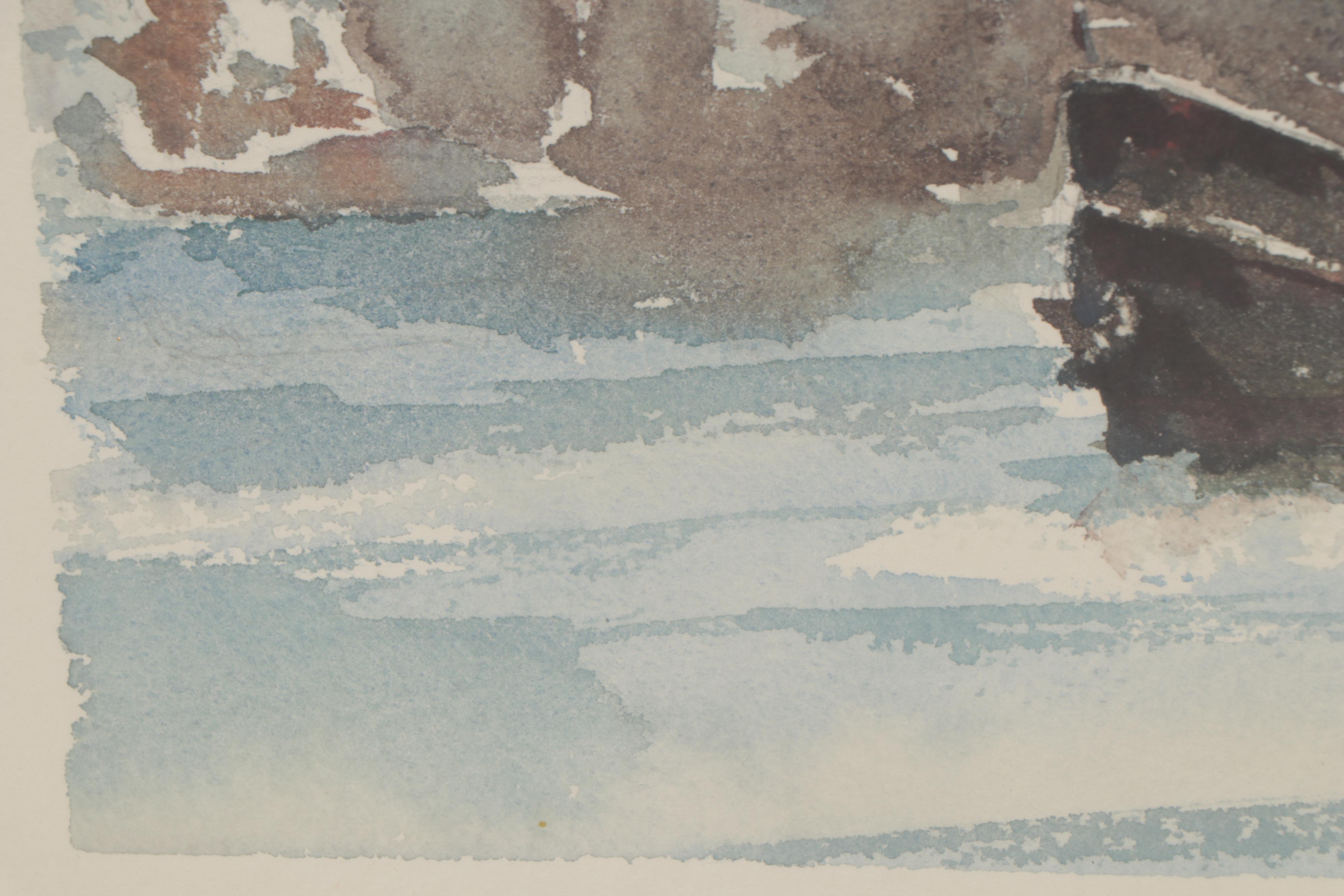 James Vorwoldt Watercolor Painting of Boats, 1980s