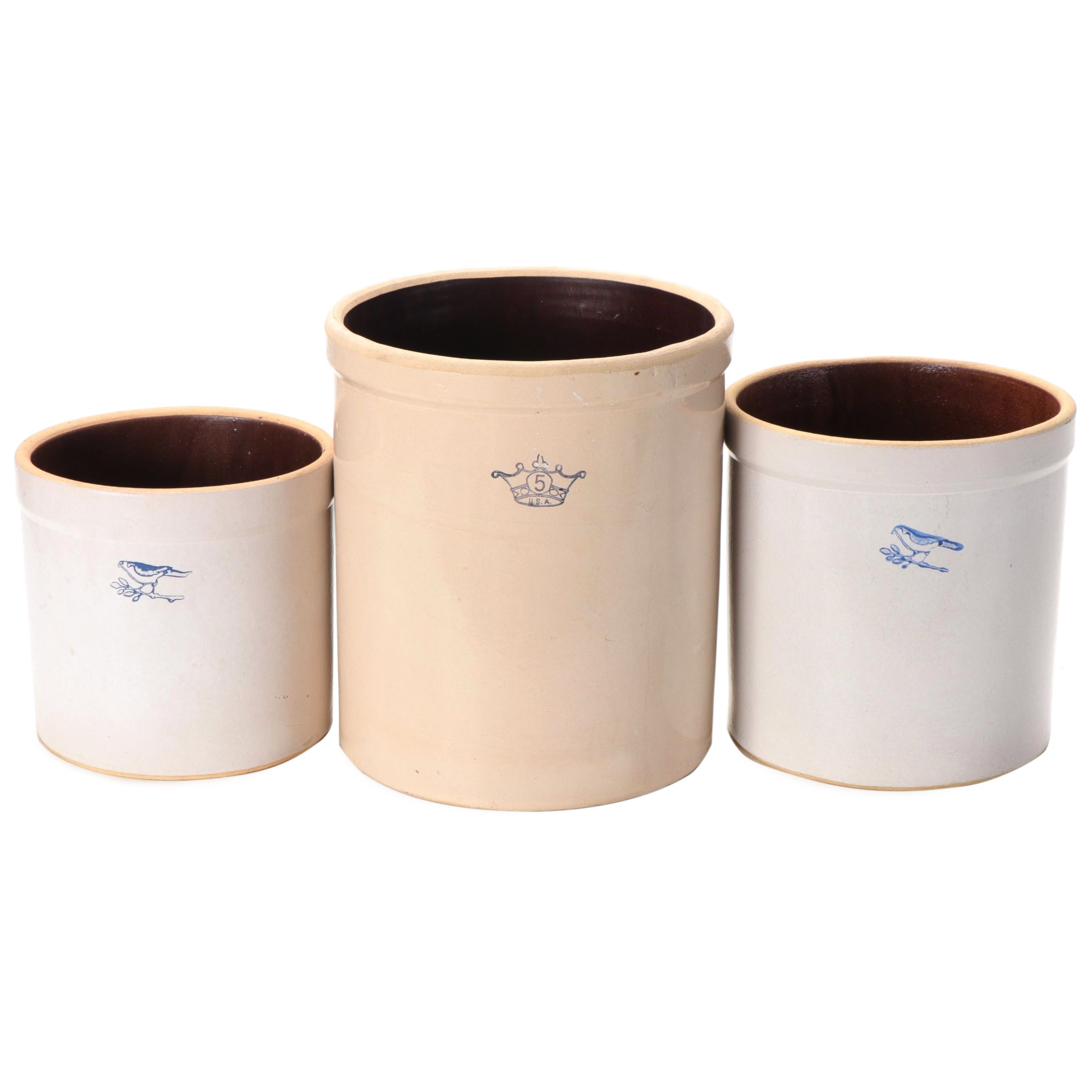 Burley Clay and Crown Salt Glazed Stoneware Crocks