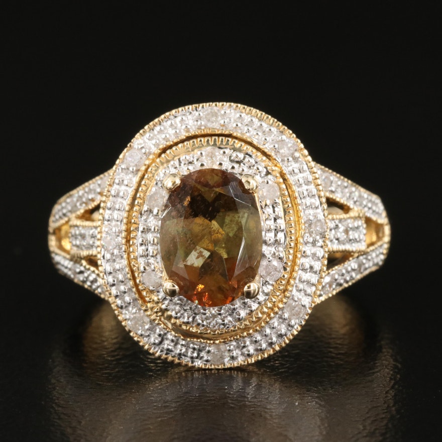 14K  Andalusite and Diamond Ring