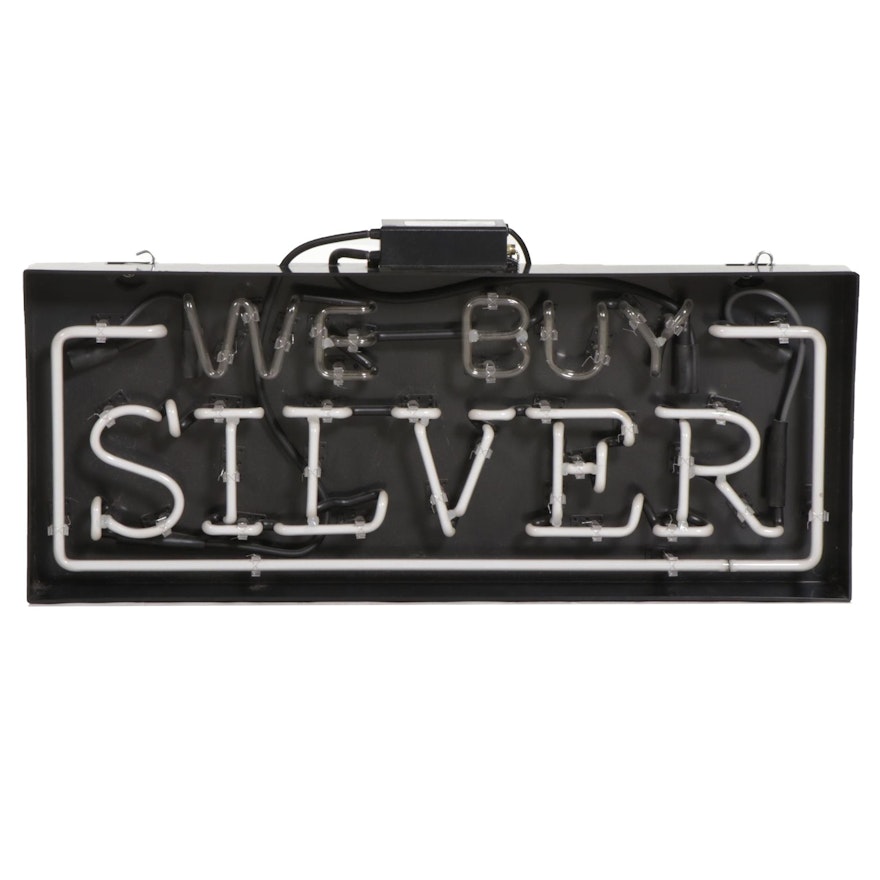 Neonex "We Buy Silver" Neon Window Sign, 21st Century