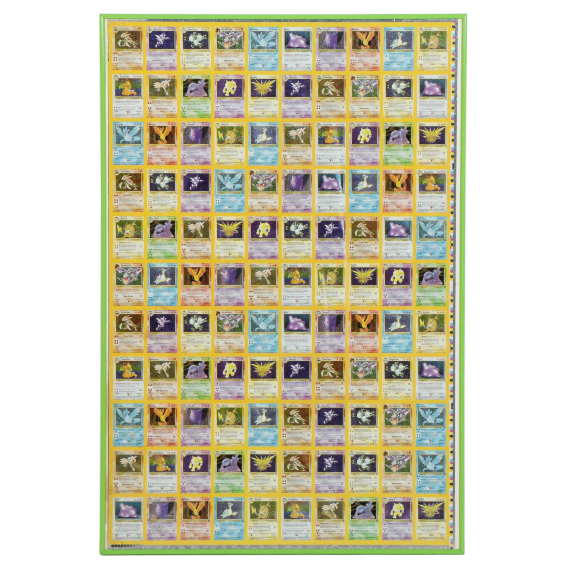 1999 Pokémon "Fossil" First Edition Holographic 110 Card Uncut Sheet