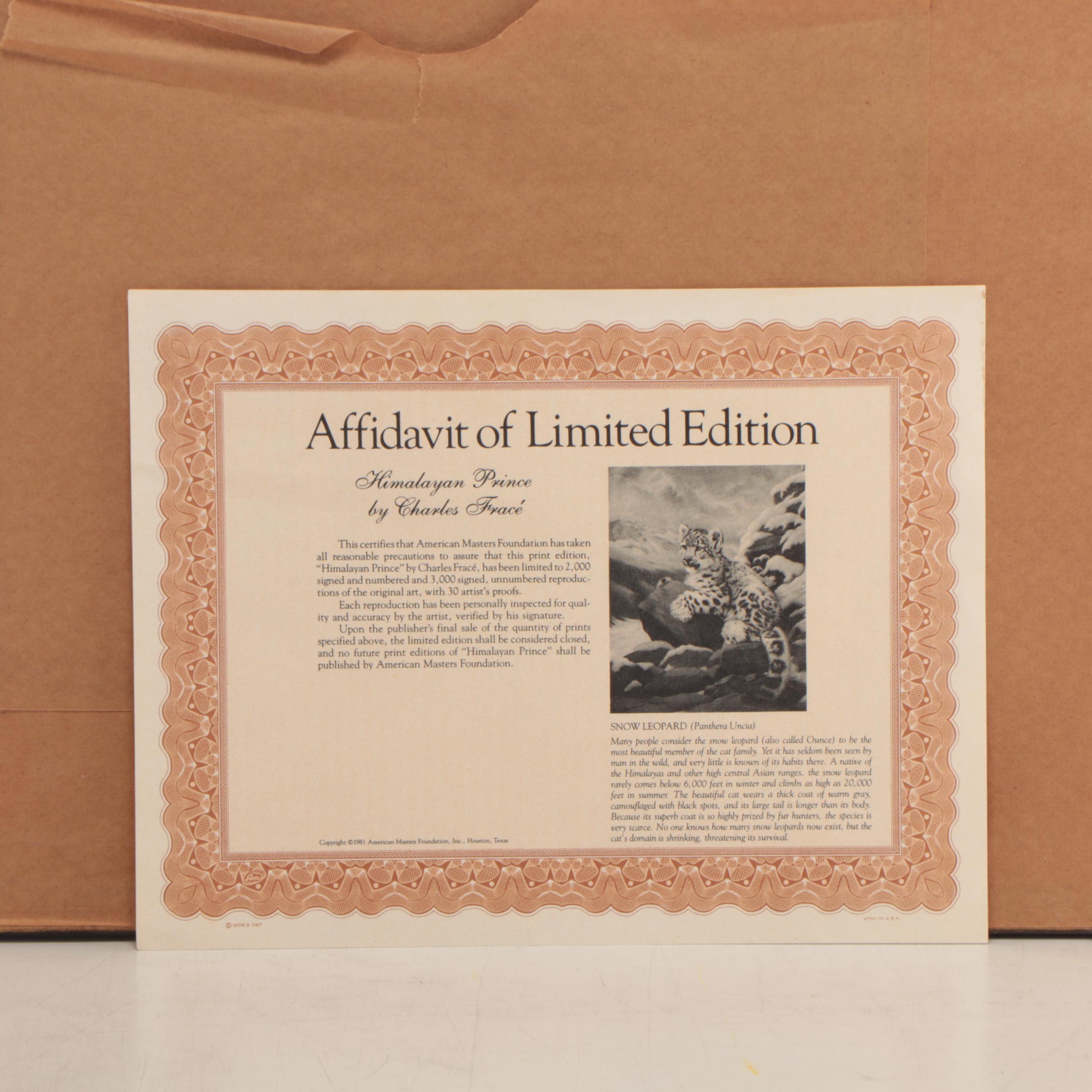 Charles Fracé Offset Lithograph "Himalayan Prince"