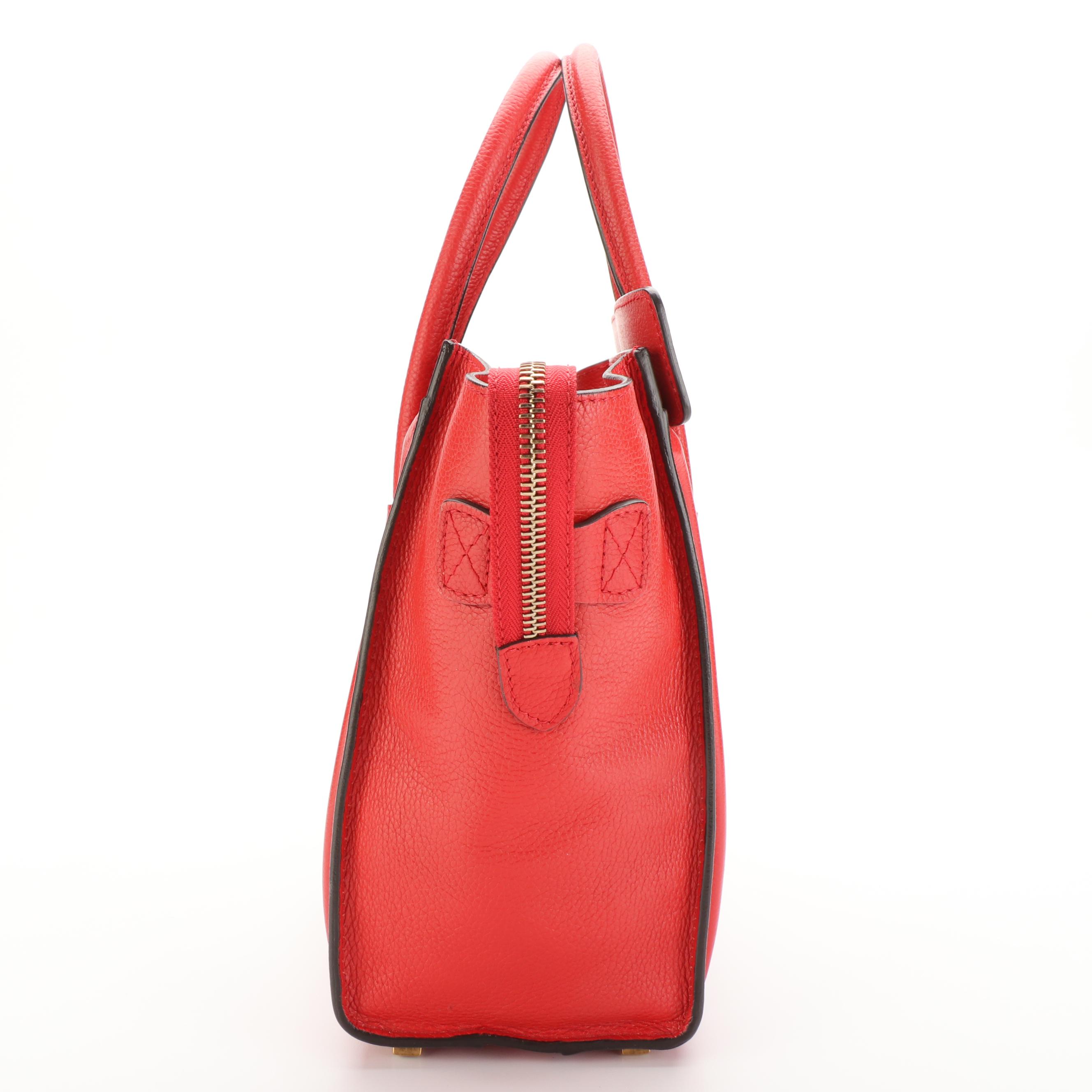 Cèline Mini Luggage Bag in Red Leather