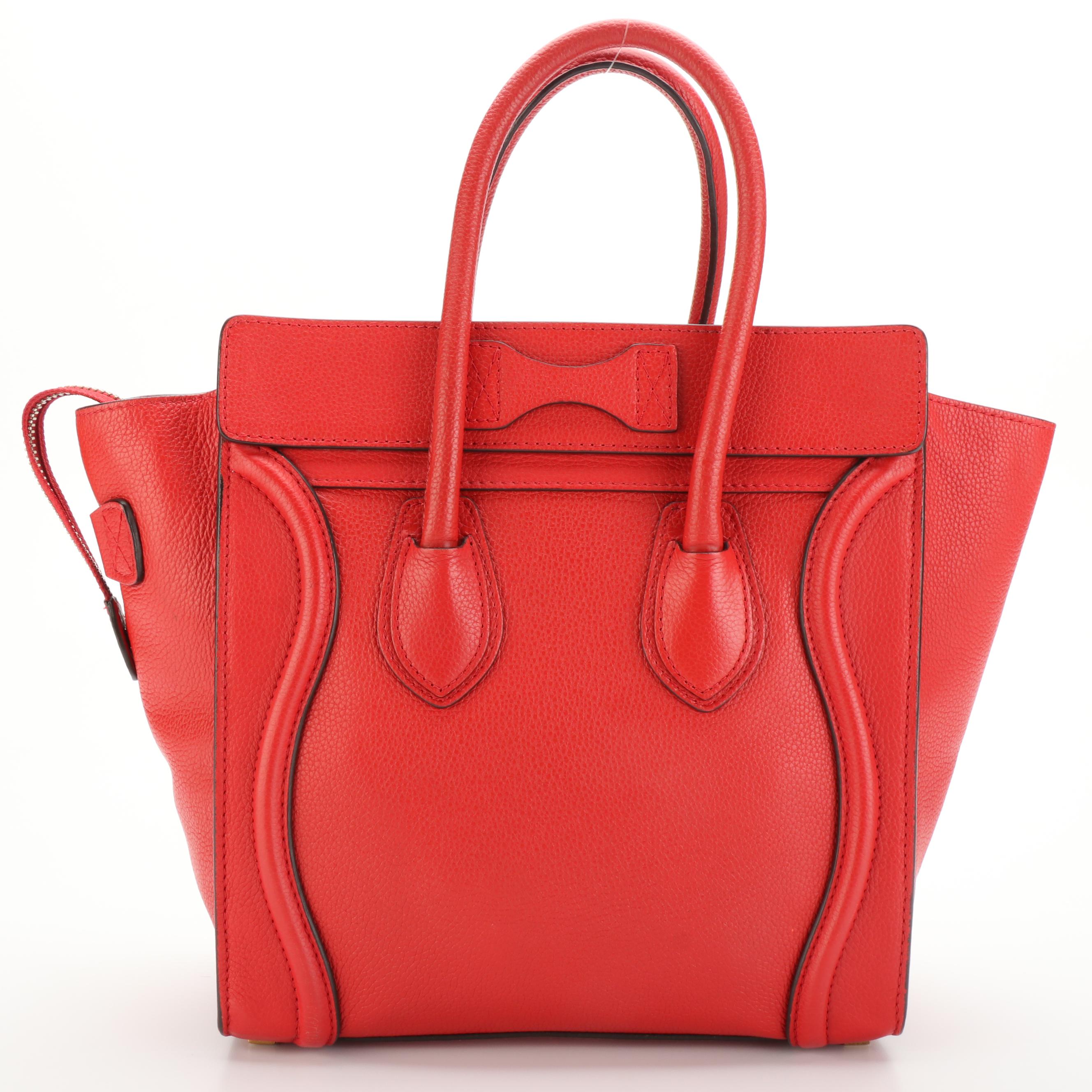 Cèline Mini Luggage Bag in Red Leather