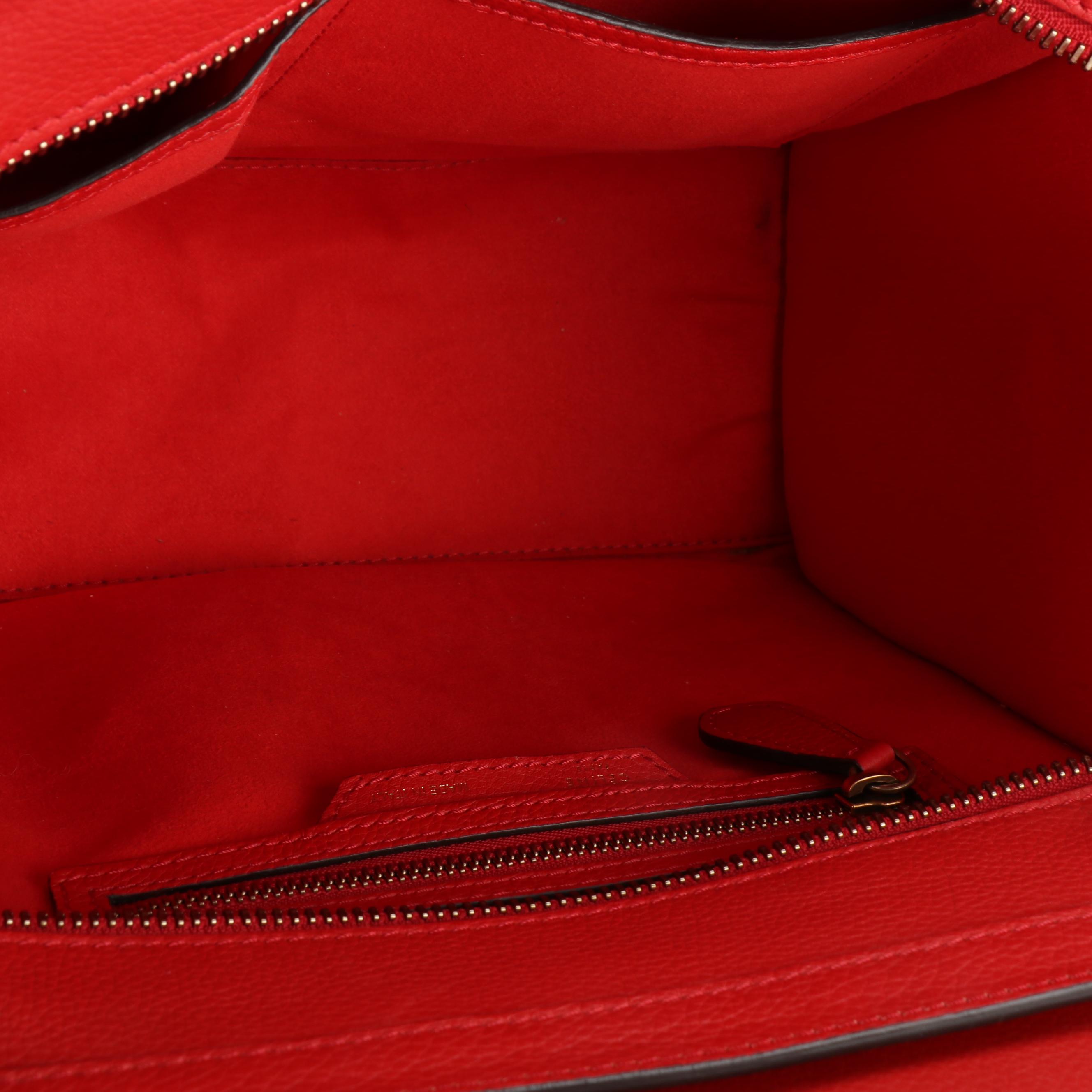 Cèline Mini Luggage Bag in Red Leather