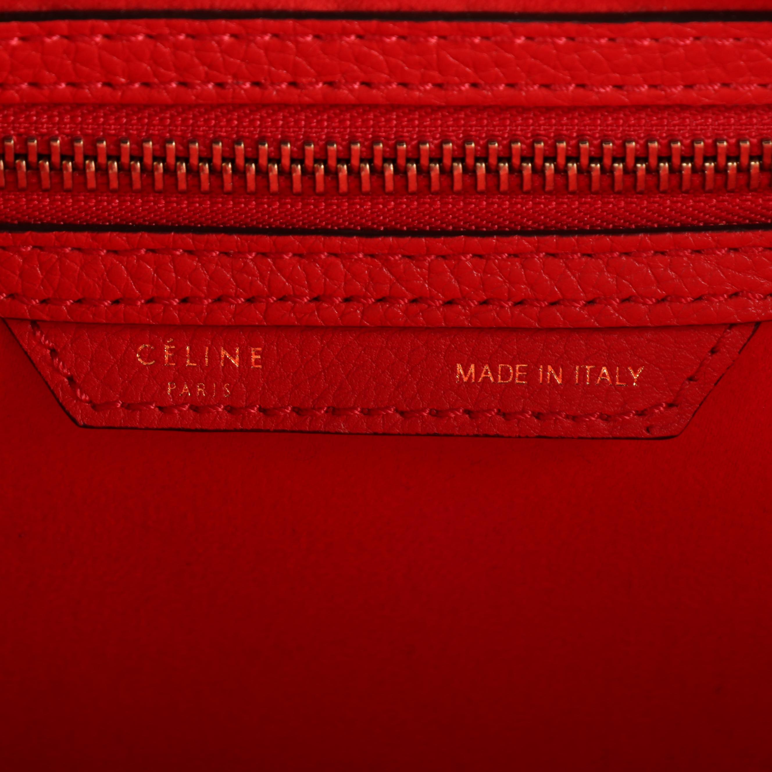 Cèline Mini Luggage Bag in Red Leather