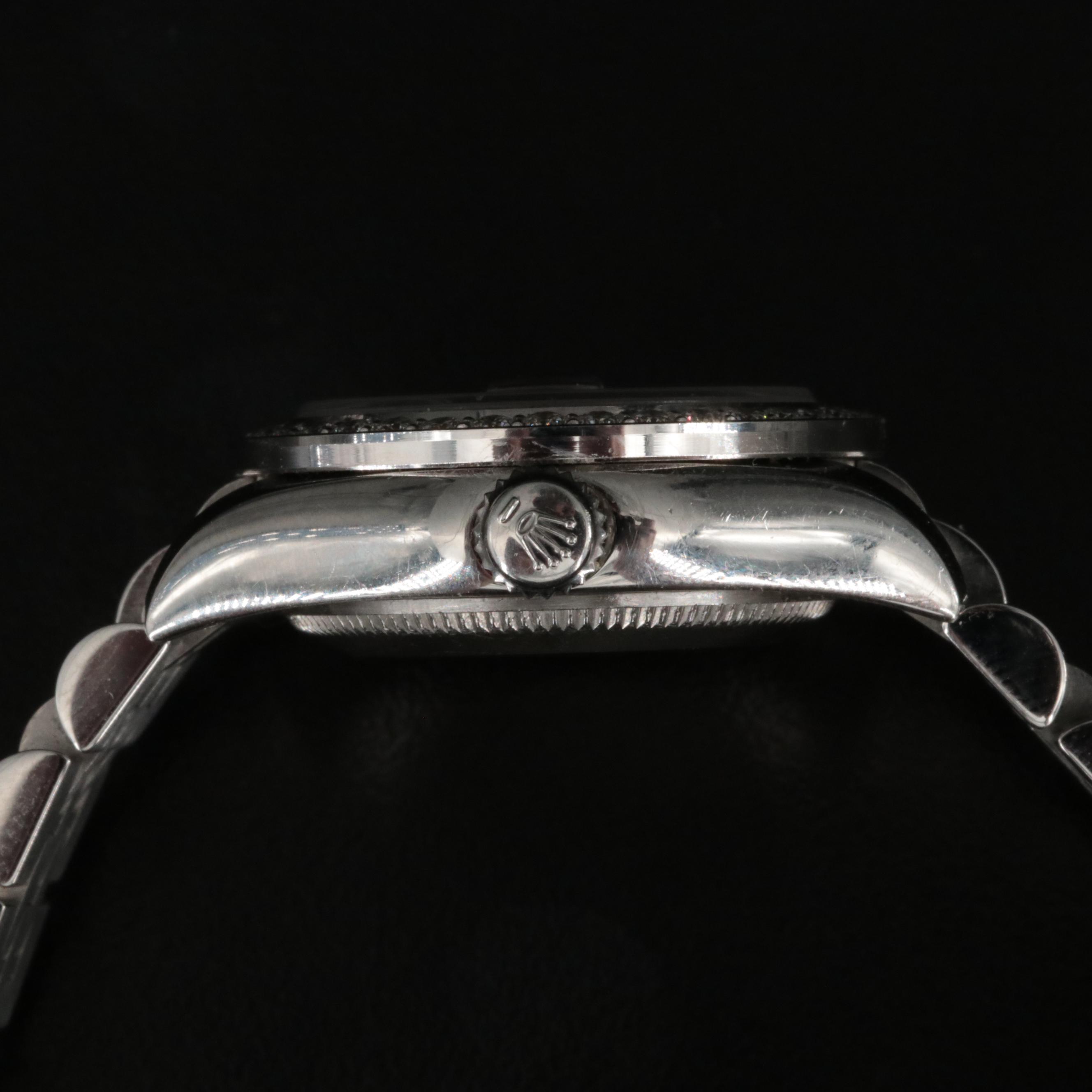 Rolex Datejust Factory Diamond Bezel and Custom Diamond Pink Dial Watch