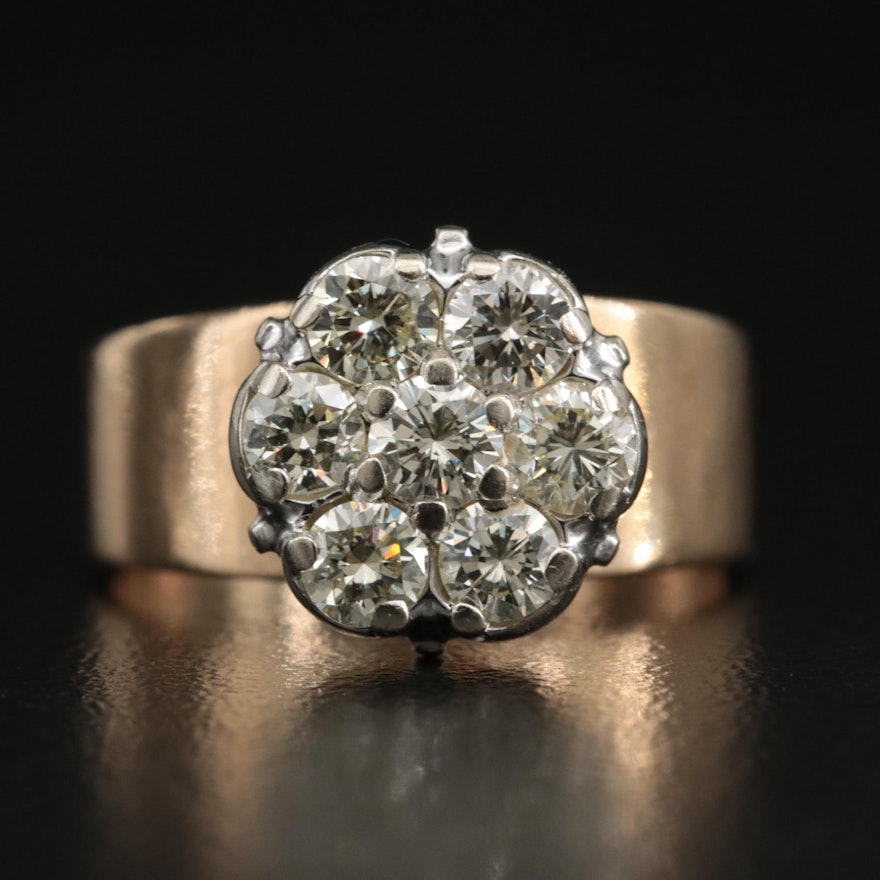 14K 1.05 CTW Diamond Cluster Ring