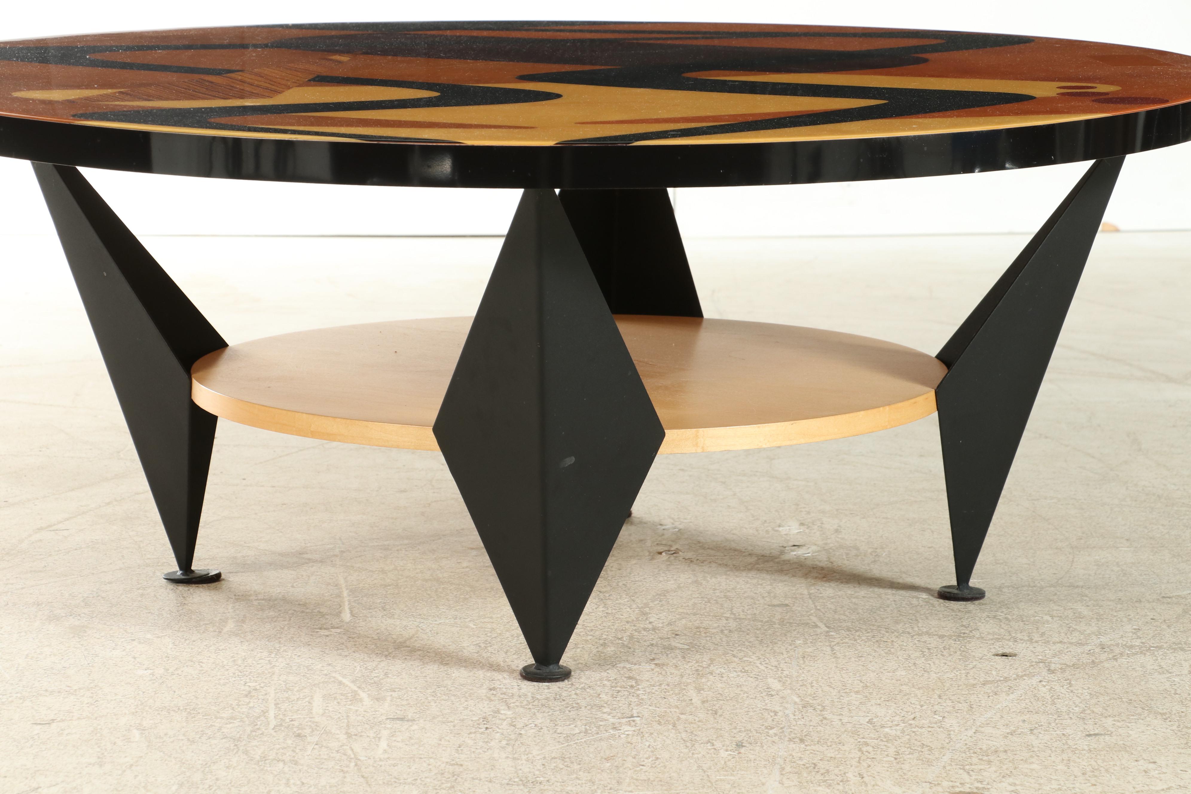 Benjamin Le for Axi Furniture "Pablo" Postmodernist Wood Coffee and Side Table