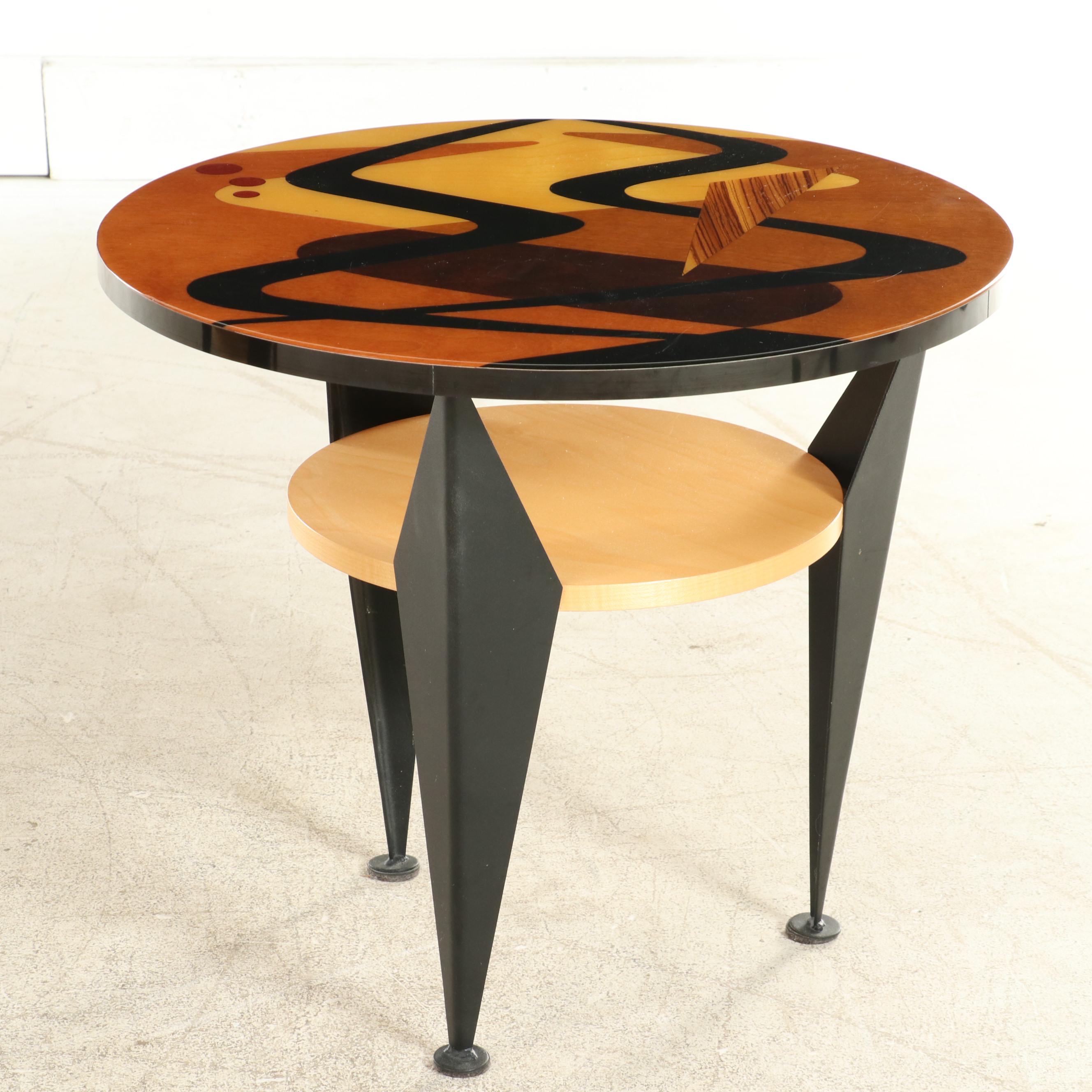 Benjamin Le for Axi Furniture "Pablo" Postmodernist Wood Coffee and Side Table