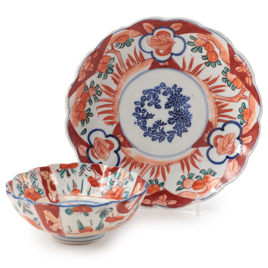 Japanese Imari Style Porcelain Bowl and Dish