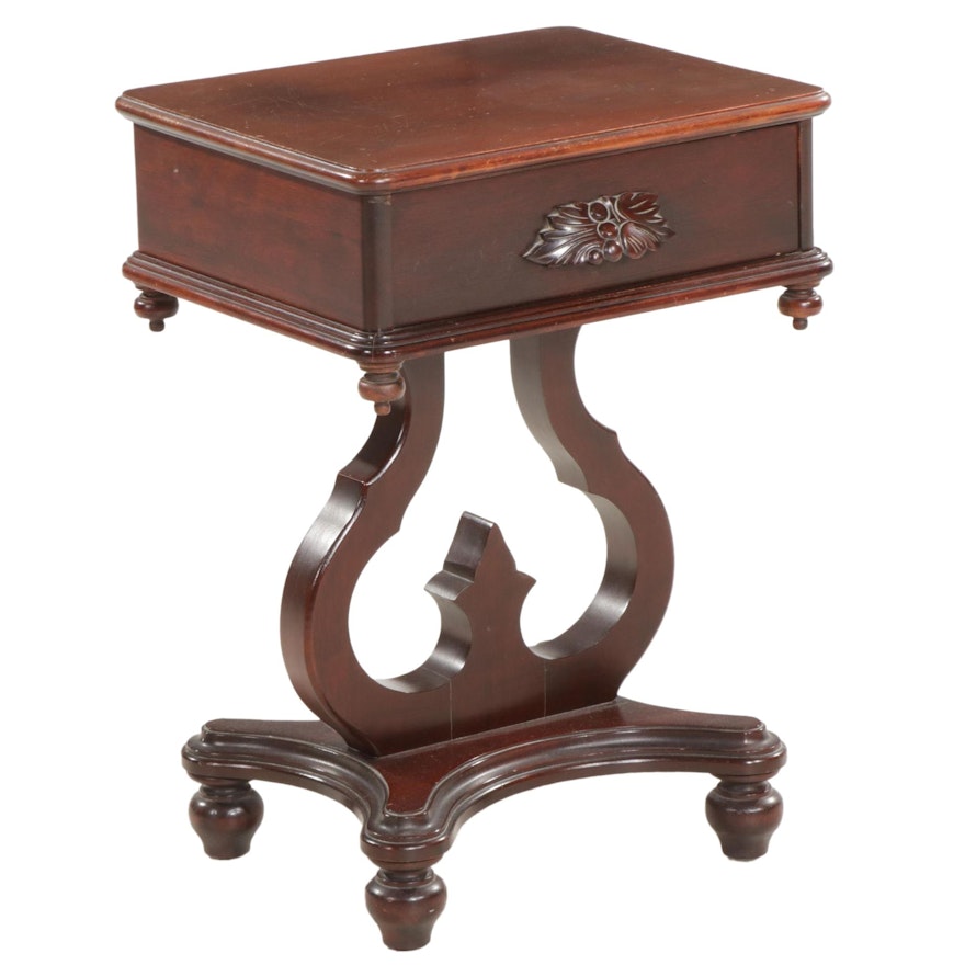 Victorian Style Cherry Single-Drawer Side Table, Late 20th Century