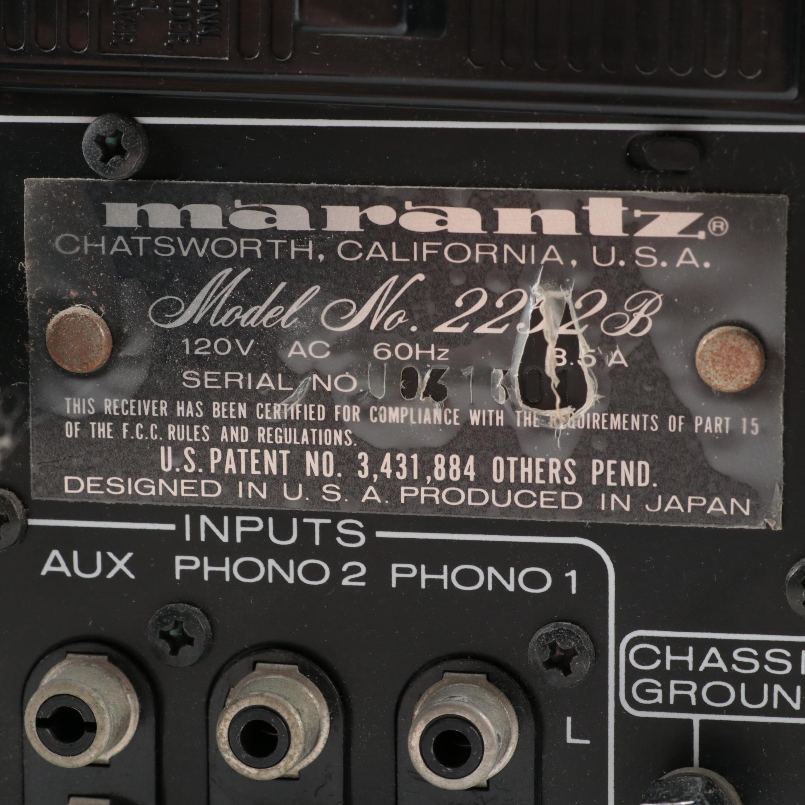 Marantz Model 2252B Solid State Stereophonic Receiver, Late 20th Century