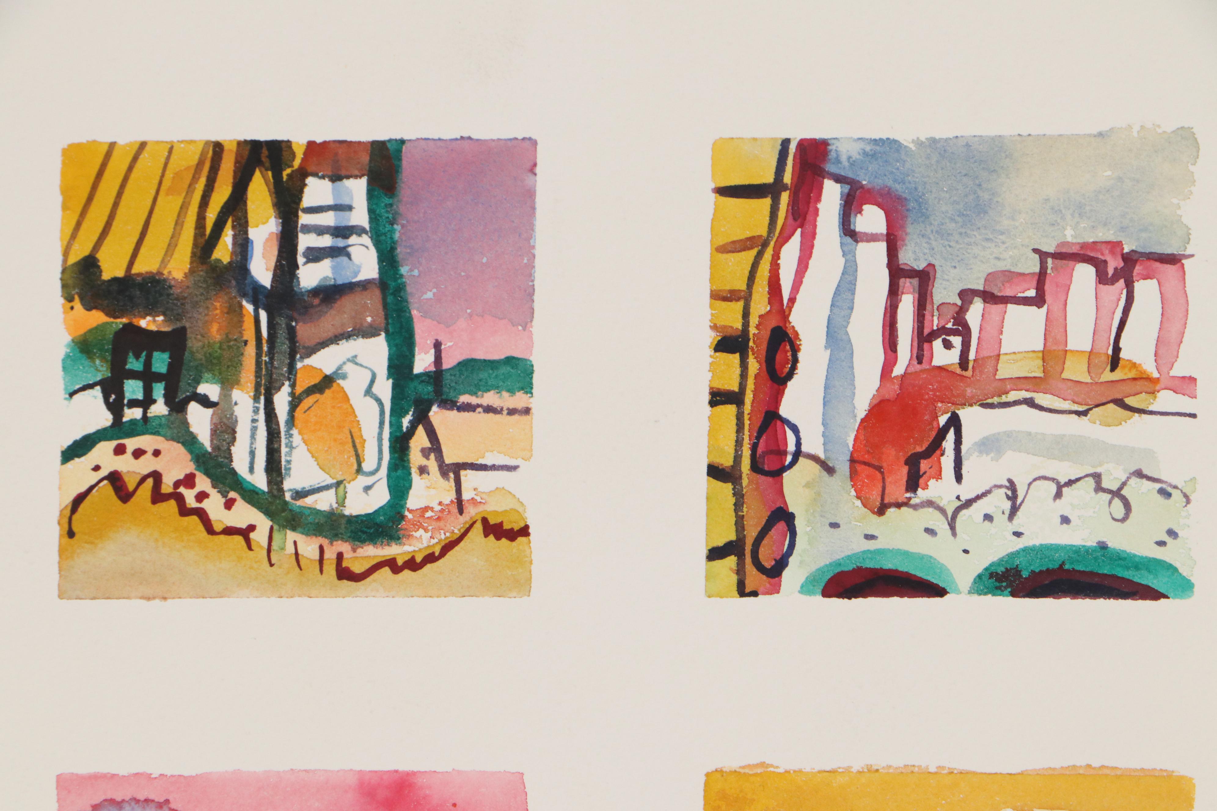 Marion Maas Modernist Landscapes Watercolor Painting