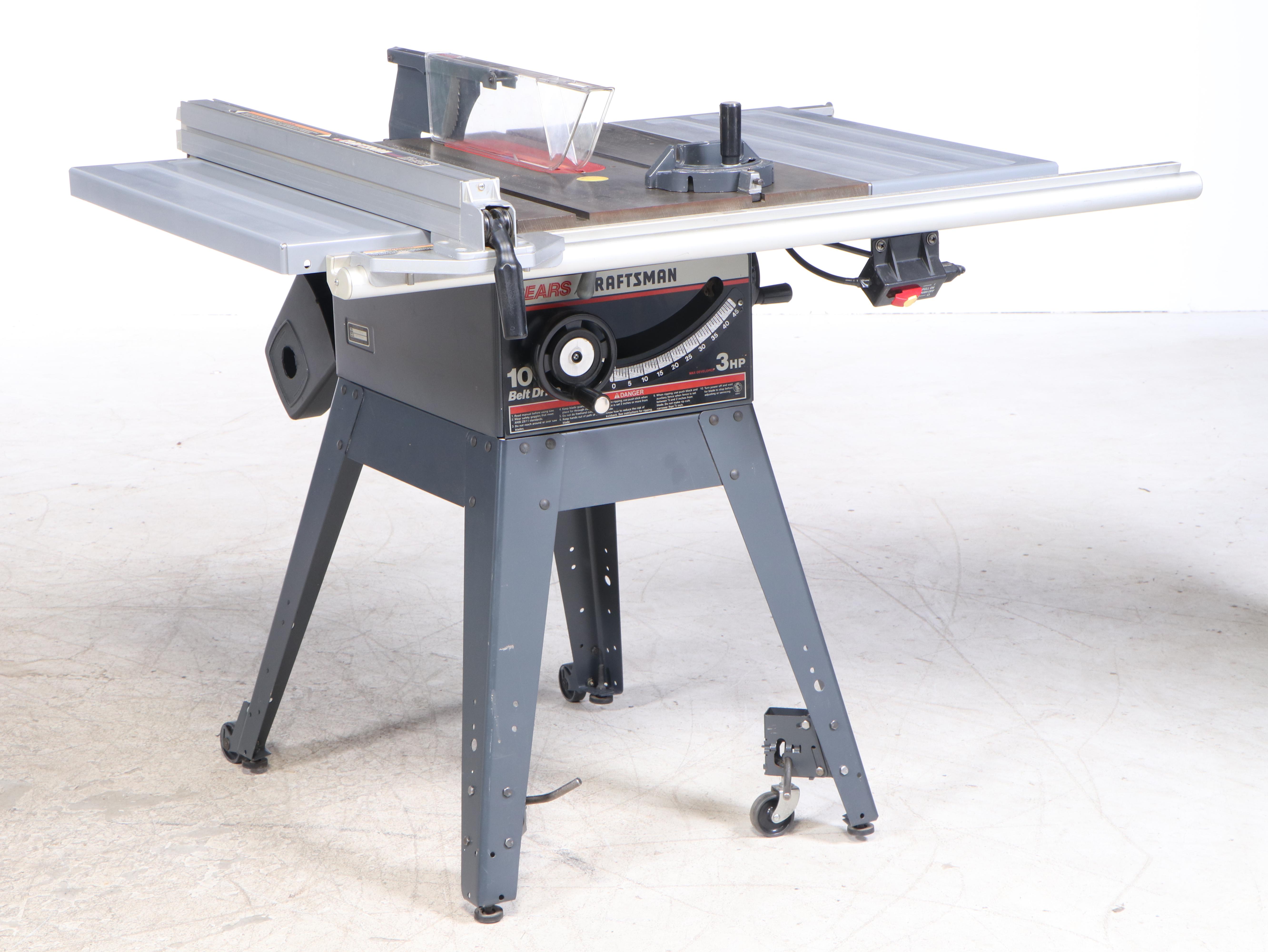 Sears Craftsman 3HP Belt Drive Table Saw with Stand and Extensions