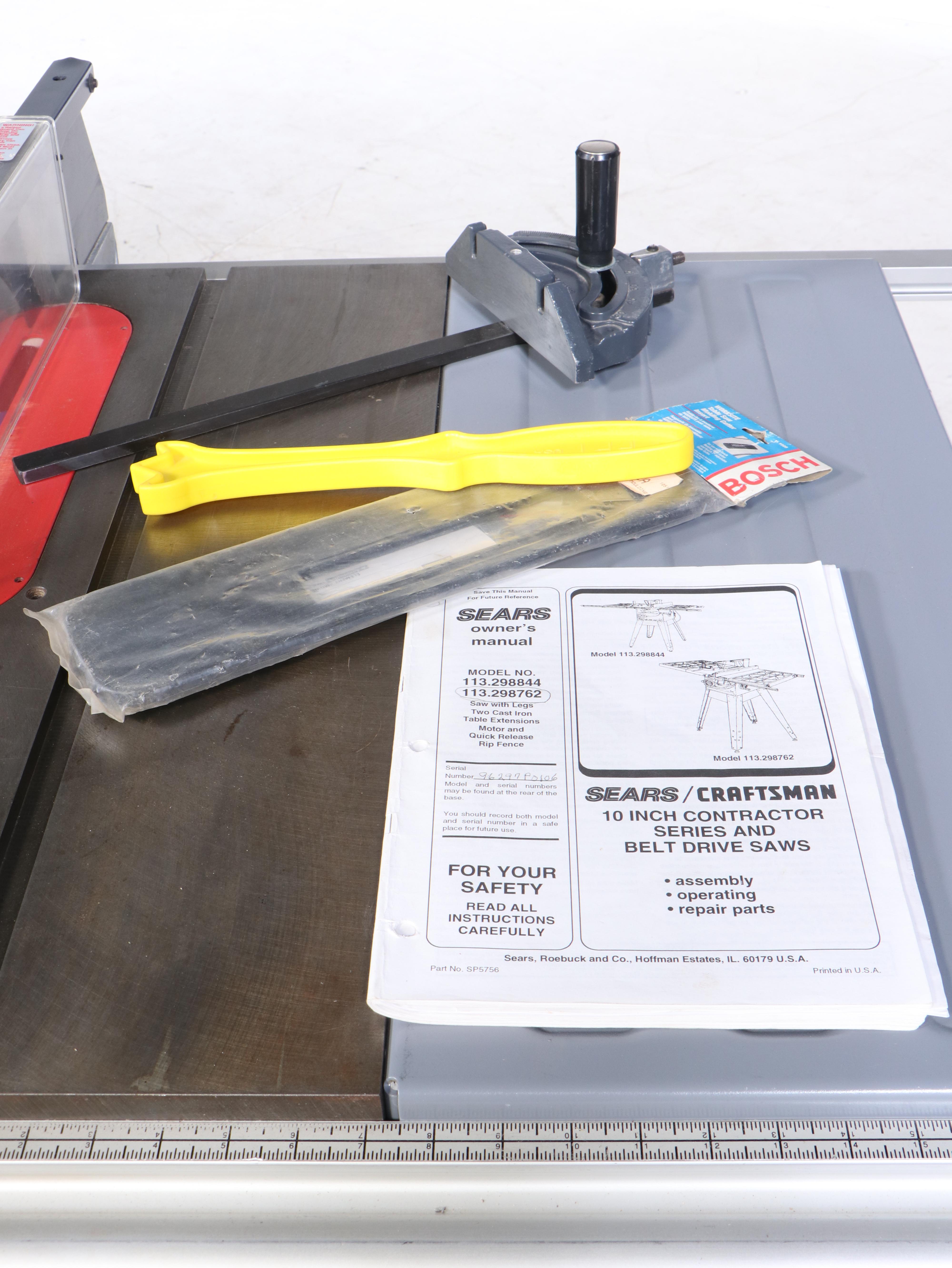 Sears Craftsman 3HP Belt Drive Table Saw with Stand and Extensions