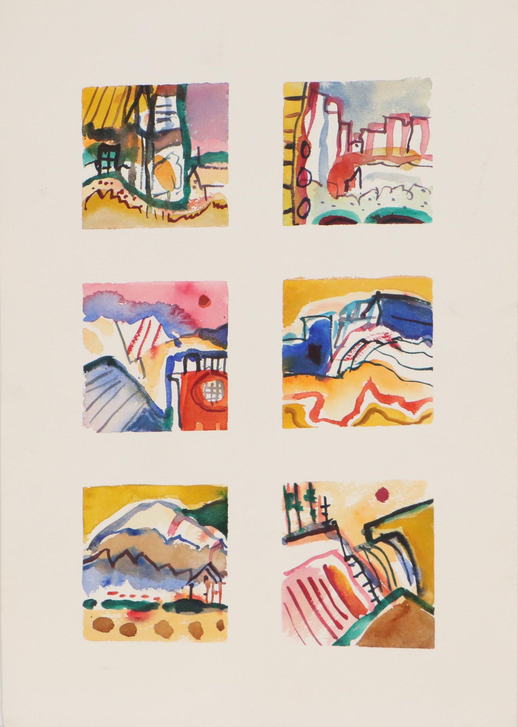 Marion Maas Modernist Landscapes Watercolor Painting