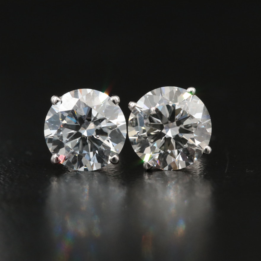 Platinum 3.14 CTW Lab Grown Diamond Stud Earrings with IGI Reports