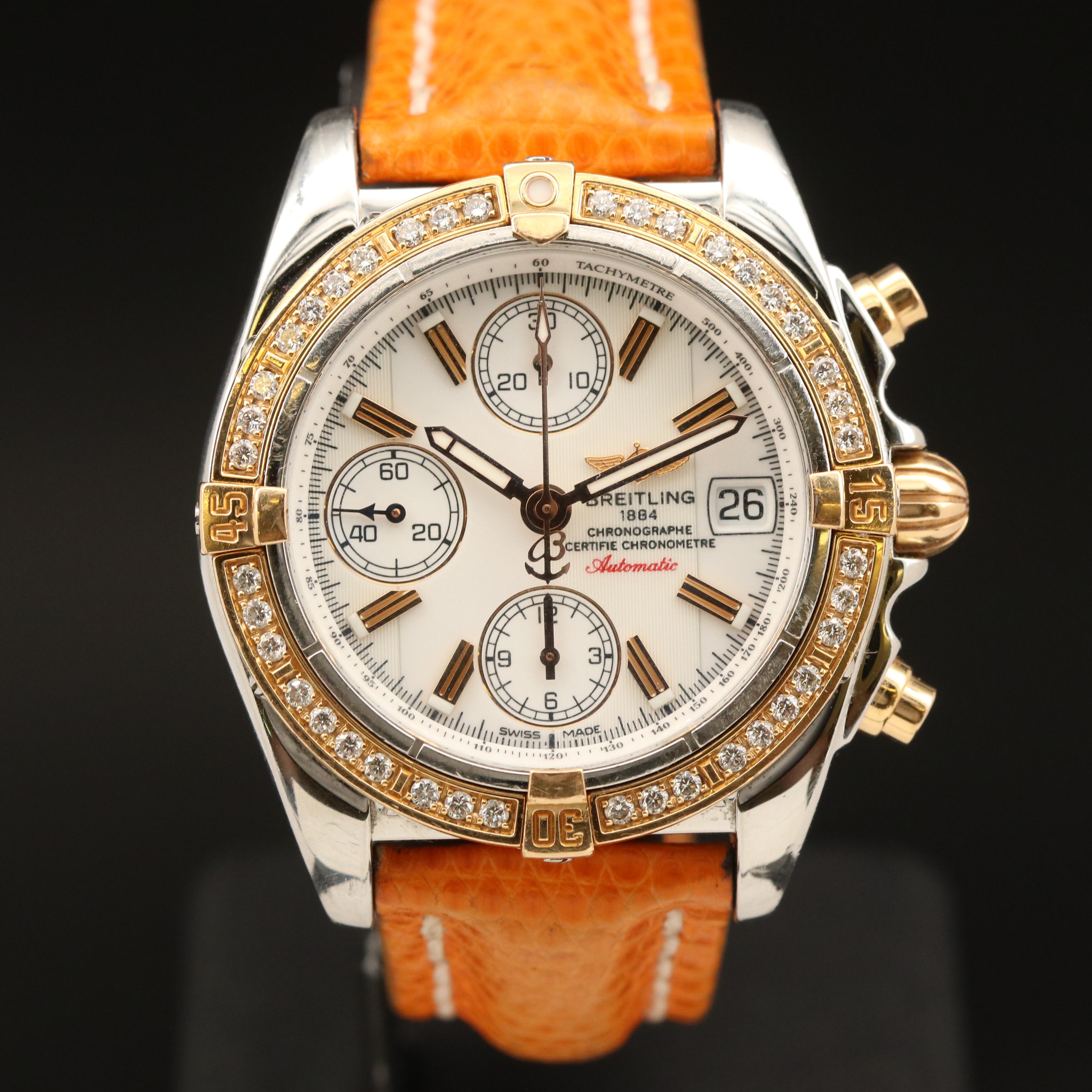 18K Breitling "Cockpit" Diamond Chronograph Watch