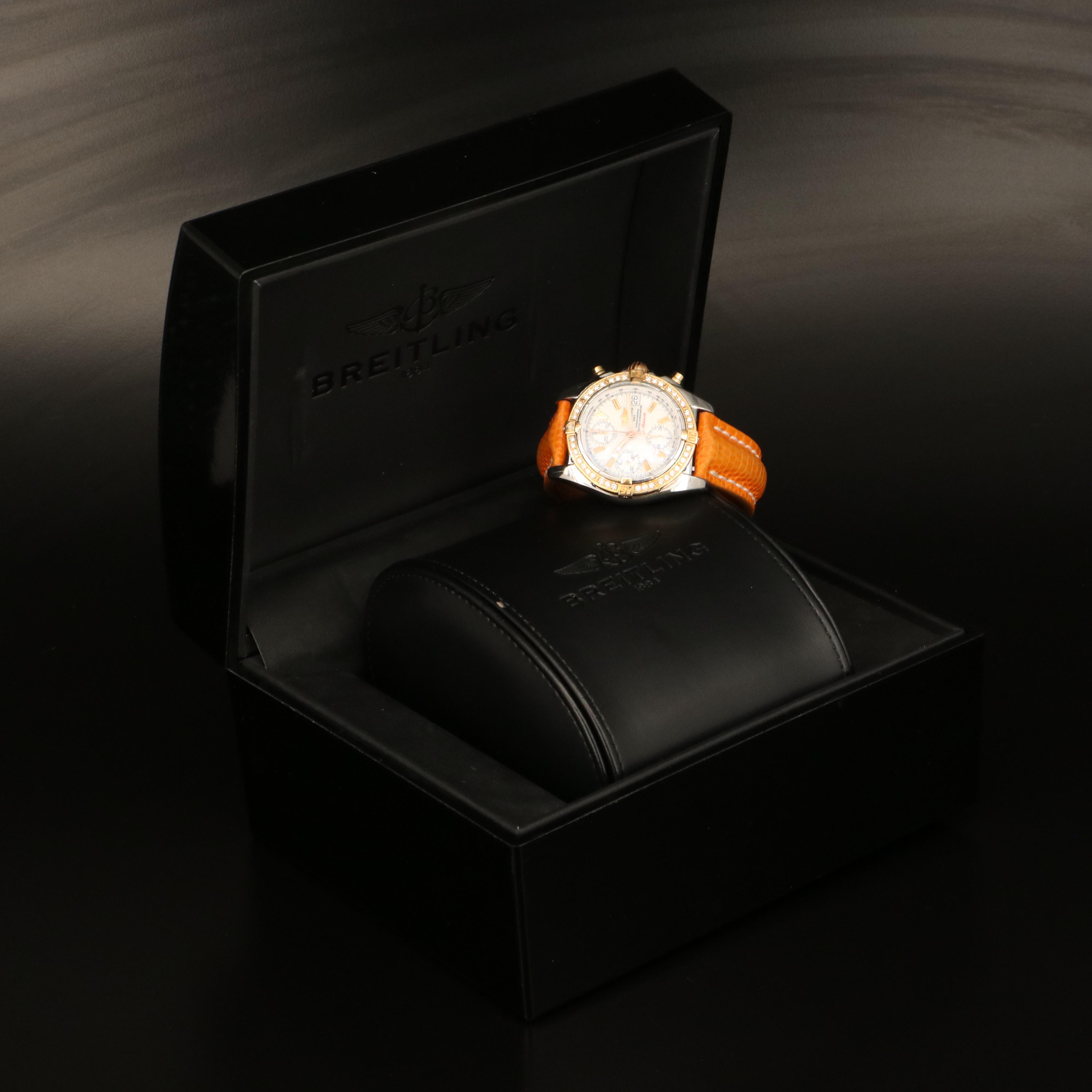 18K Breitling "Cockpit" Diamond Chronograph Watch