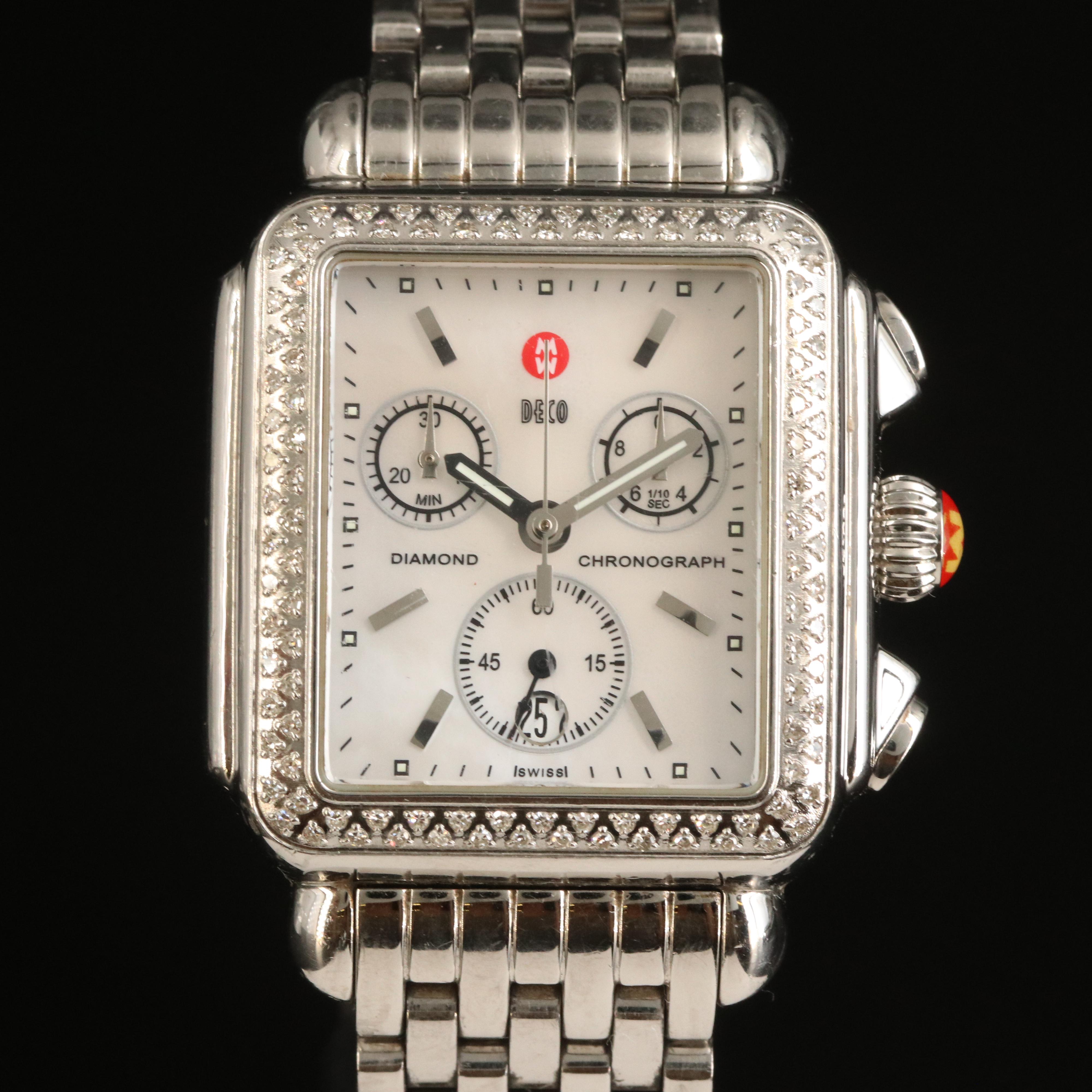 Michele Diamond Deco Chronograph Quartz Watch