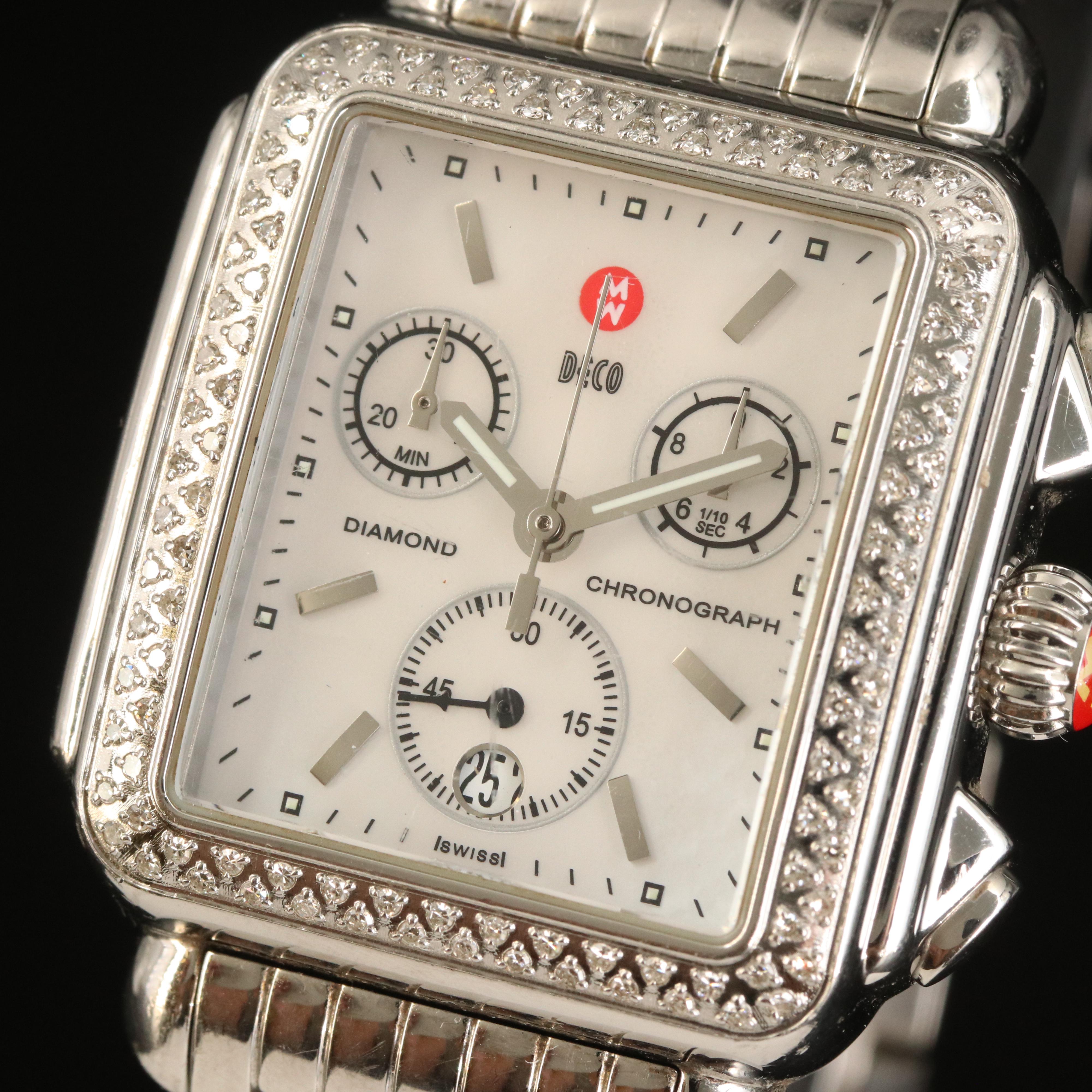 Michele Diamond Deco Chronograph Quartz Watch