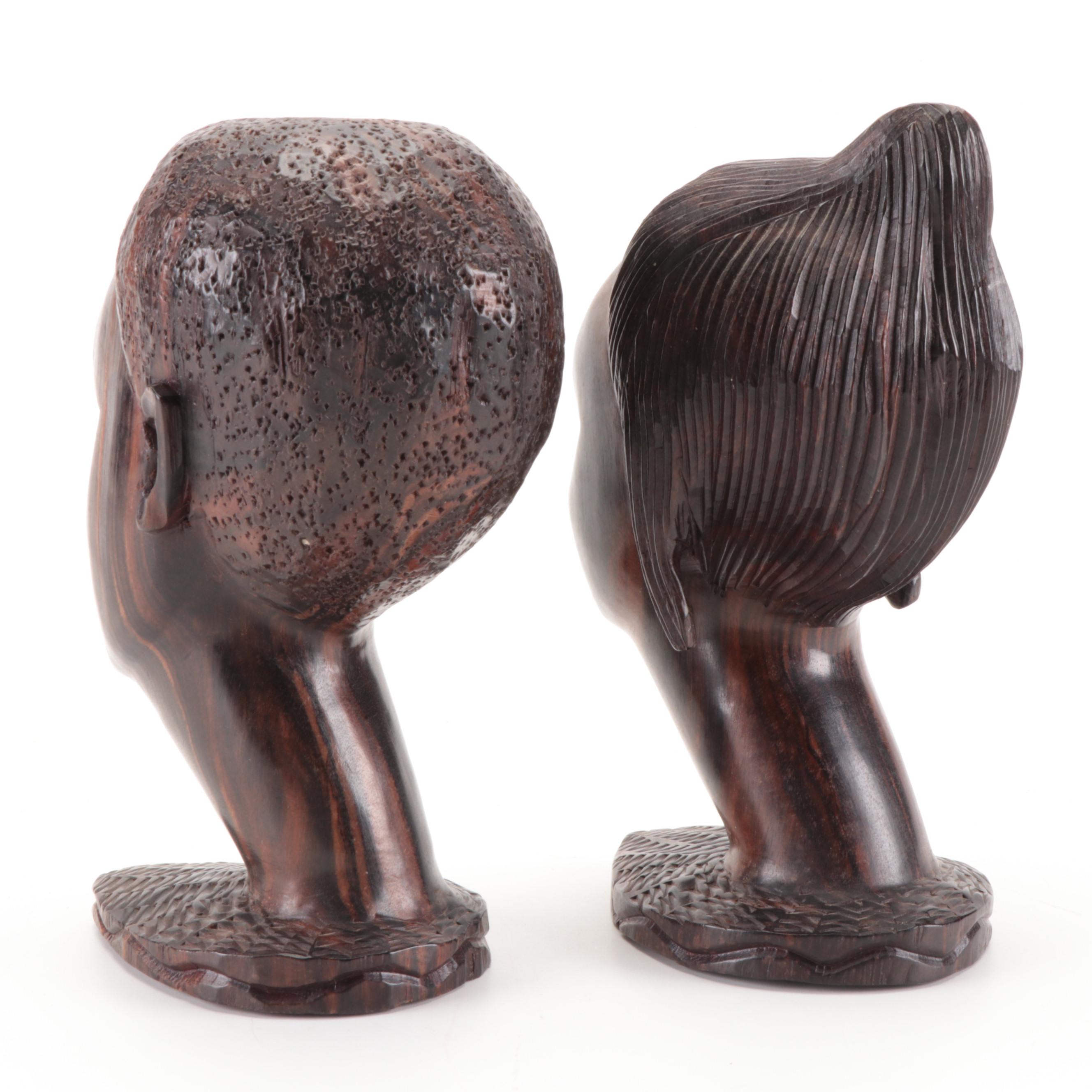 Central and East African Hand-Carved Ironwood and Other Wood Busts