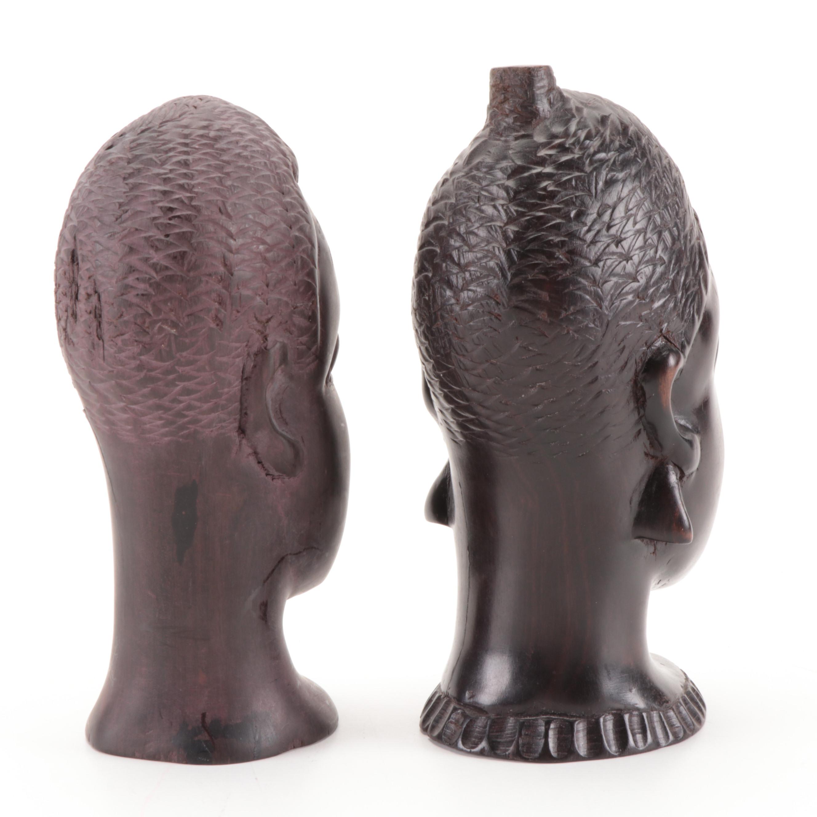 Central and East African Hand-Carved Ironwood and Other Wood Busts