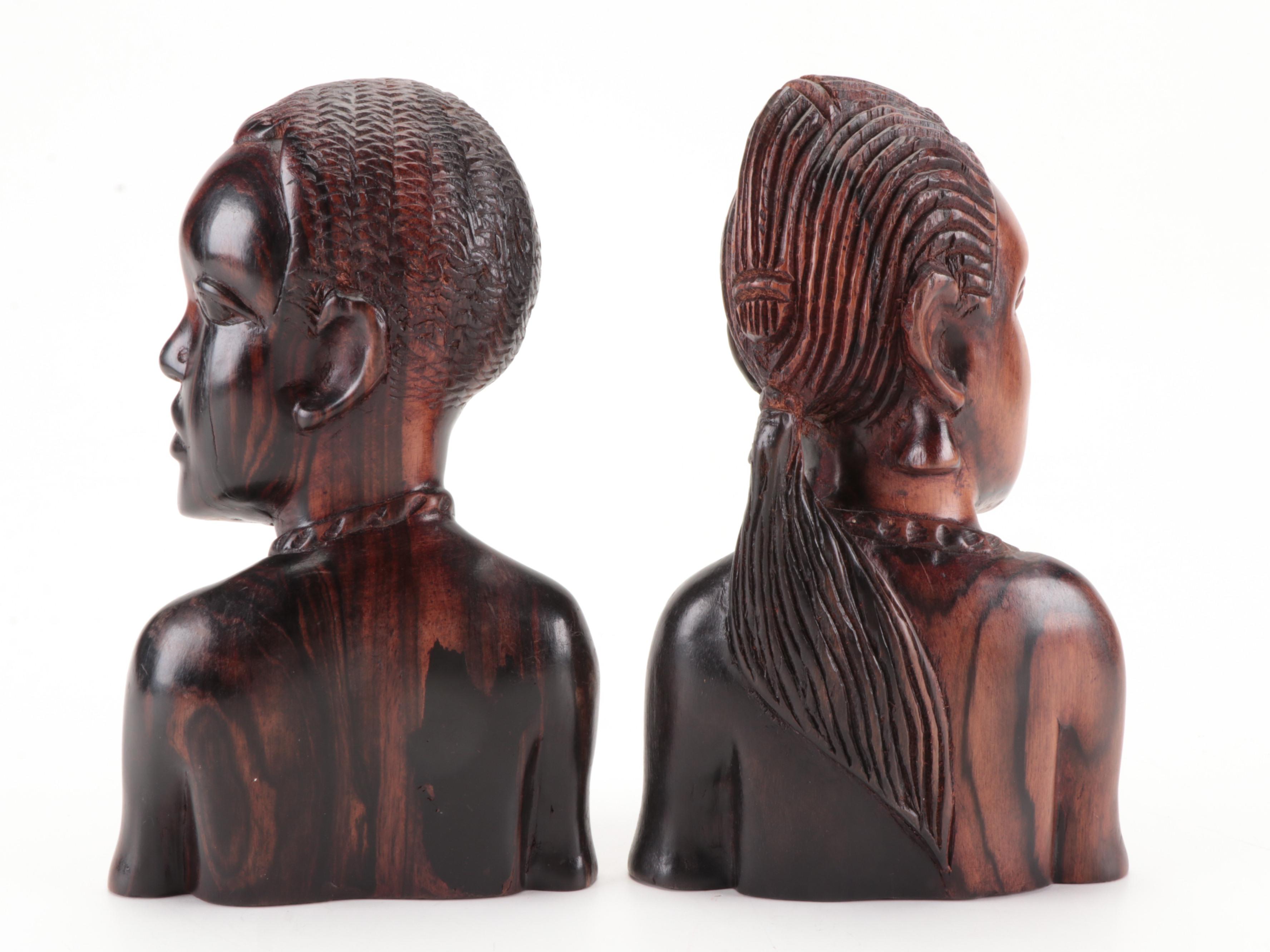Central and East African Hand-Carved Ironwood and Other Wood Busts