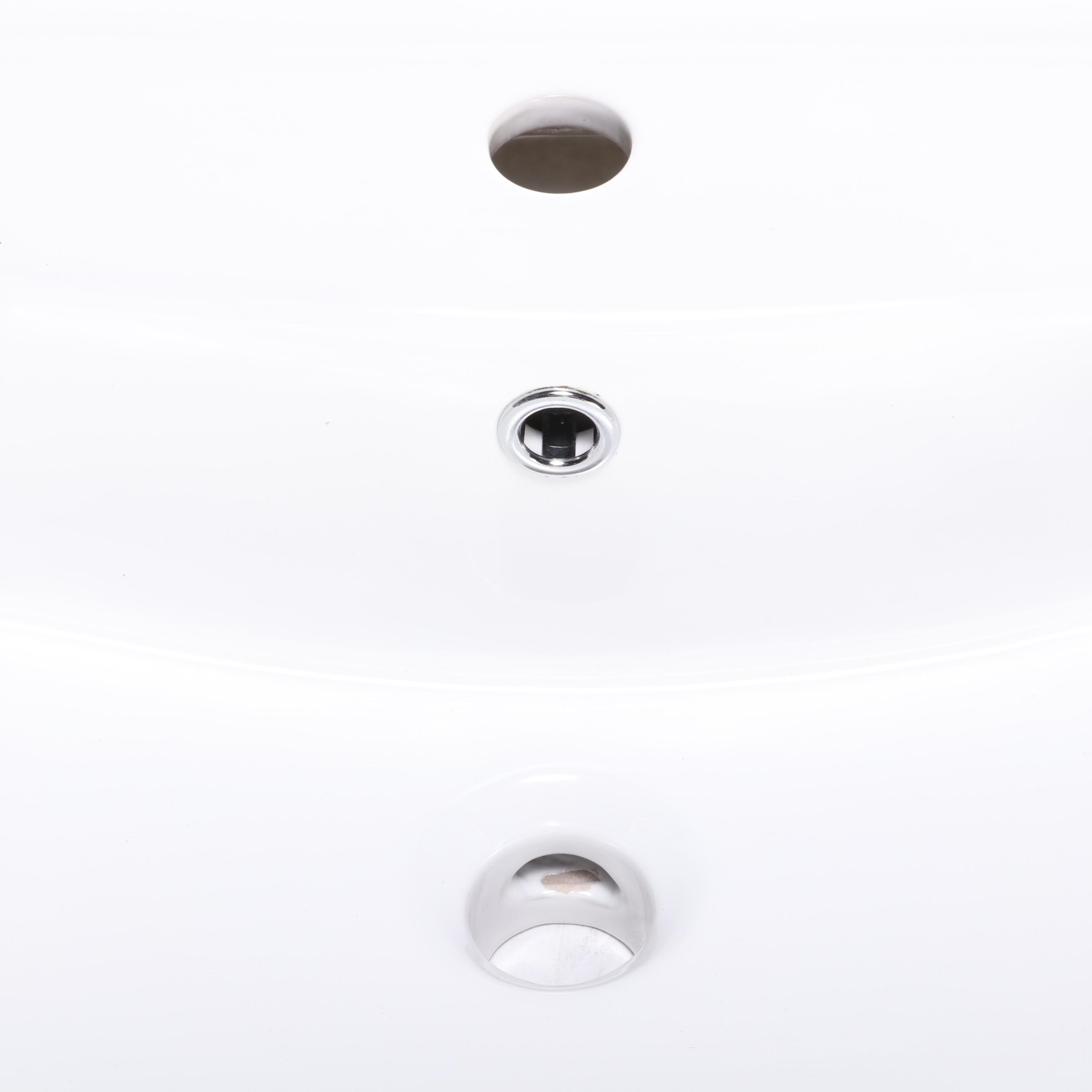 Porcelain Wall-Mount Bathroom Sink with Four Pop-Up Bathroom Drains